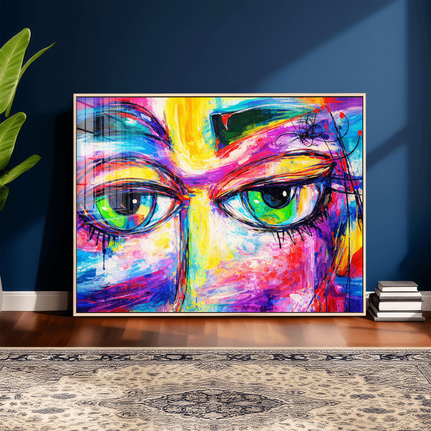 99390655-MGV-CV-36X24 - Colorful Abstract Face Wall Art Canvas Print – Modern Pop Art Portrait Artwork for Contemporary Living Room Decor