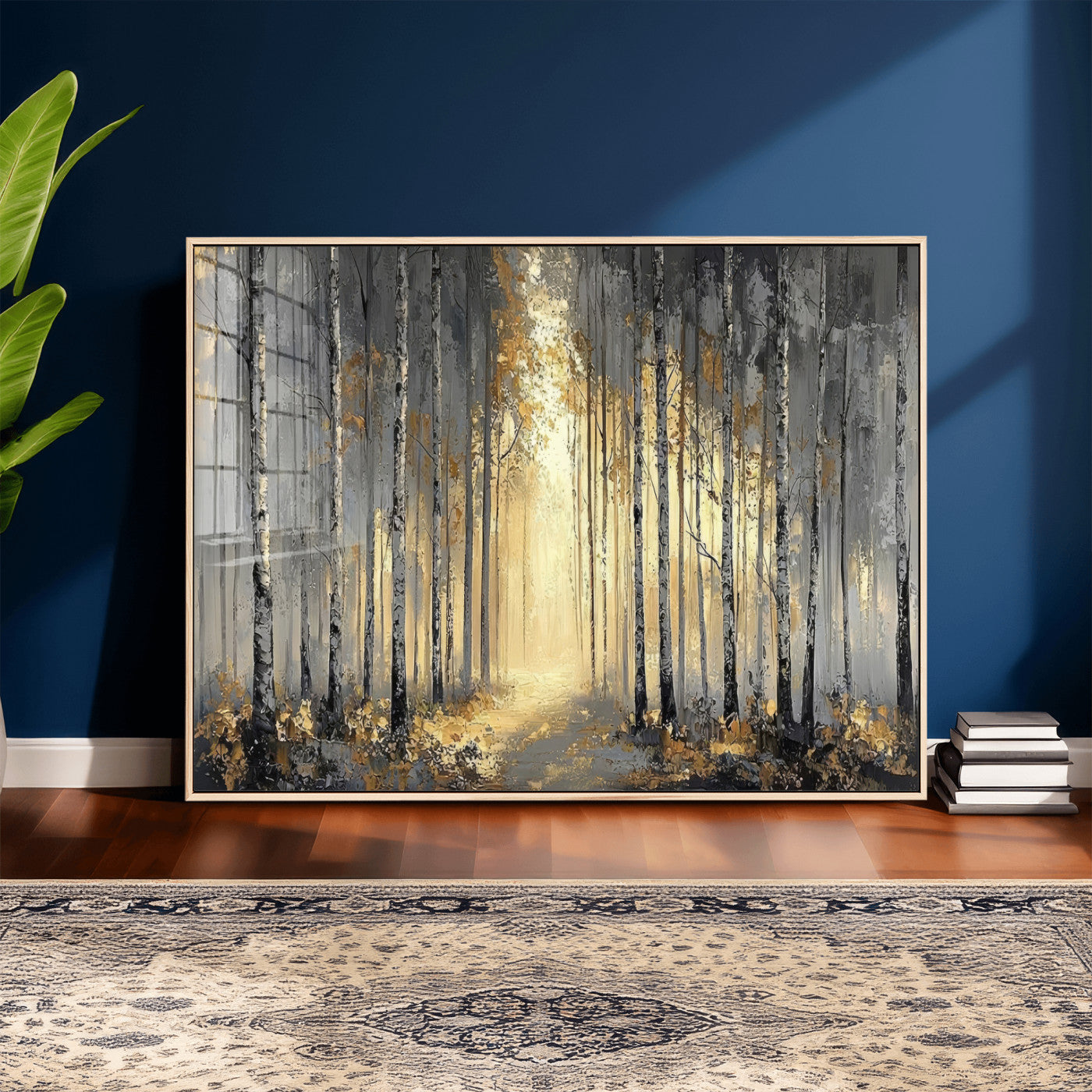 41017042-MGV-CV-36X24 - Abstract Birch Forest Wall Art Canvas Print – Modern Neutral Woodland Landscape Artwork for Living Room Decor