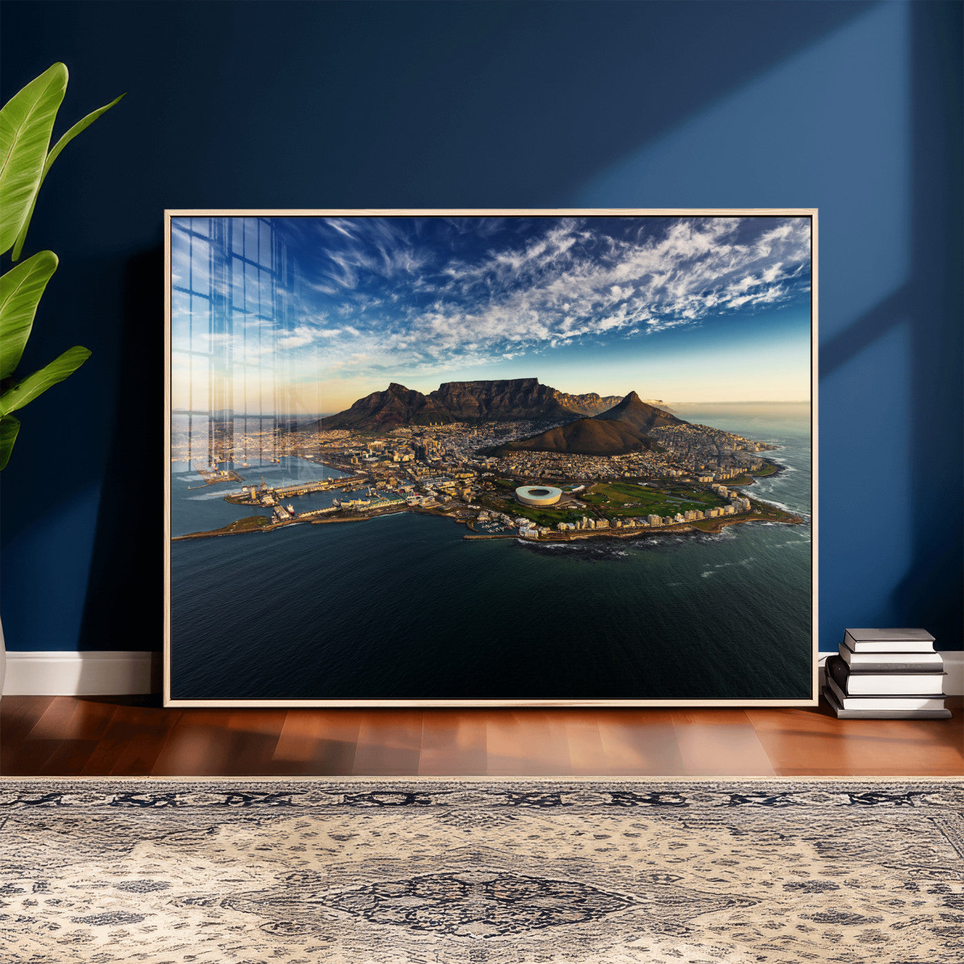 14654591-MGV-CV-36X24 - Cape Town Skyline Wall Art Canvas Print – Table Mountain Coastal Cityscape Artwork for Modern Office Decor