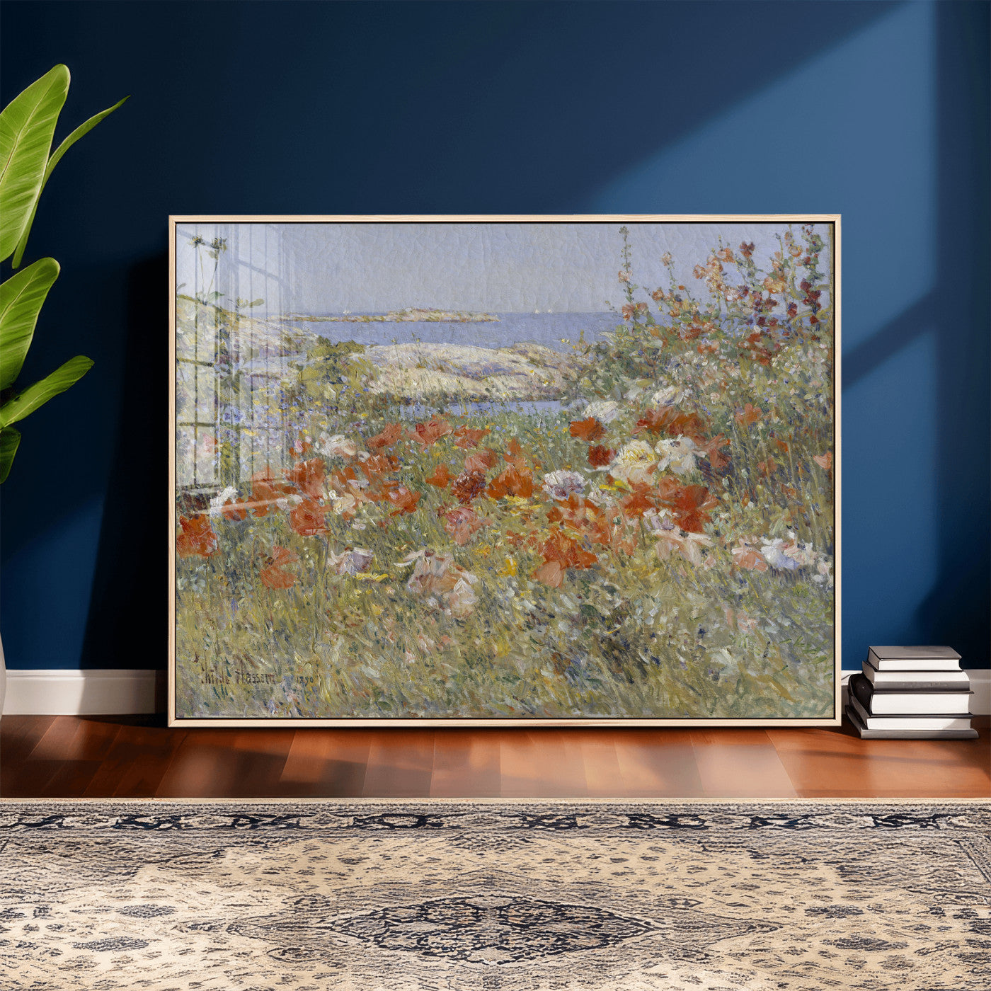 54770907-MGV-CV-36X24 - Childe Hassam Celia Thaxter Garden Canvas — 1890 American Impressionist Poppy Floral Print | Isles of Shoals Coastal Art | Classic Gift