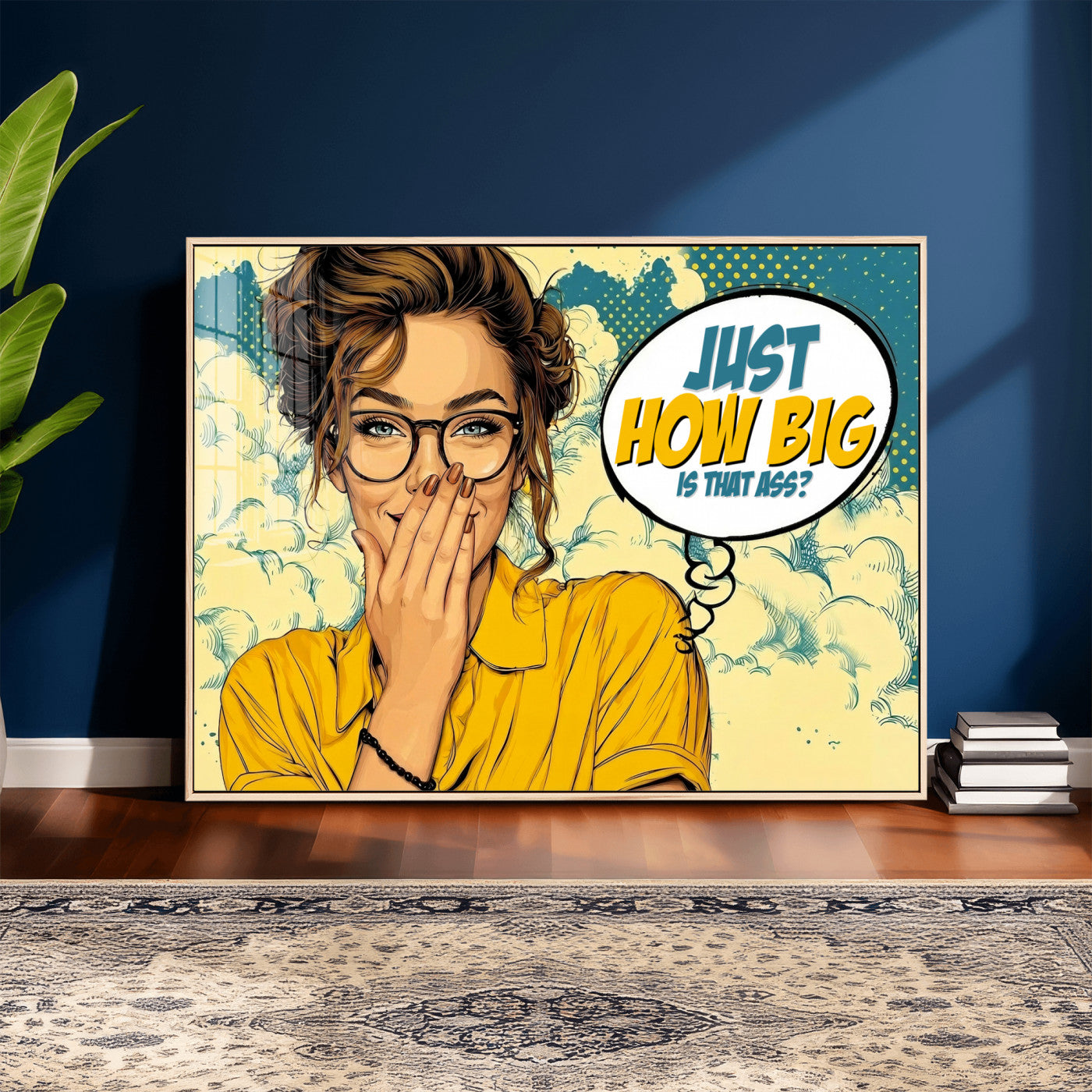 T79156505-MGV-CV-36X24 - Pop Art Print Bathroom Sign Wall Art Canvas Print — Funny Bathroom Canvas | Comic Style Toilet Wall Decor | Humor Gift | How Big Ass