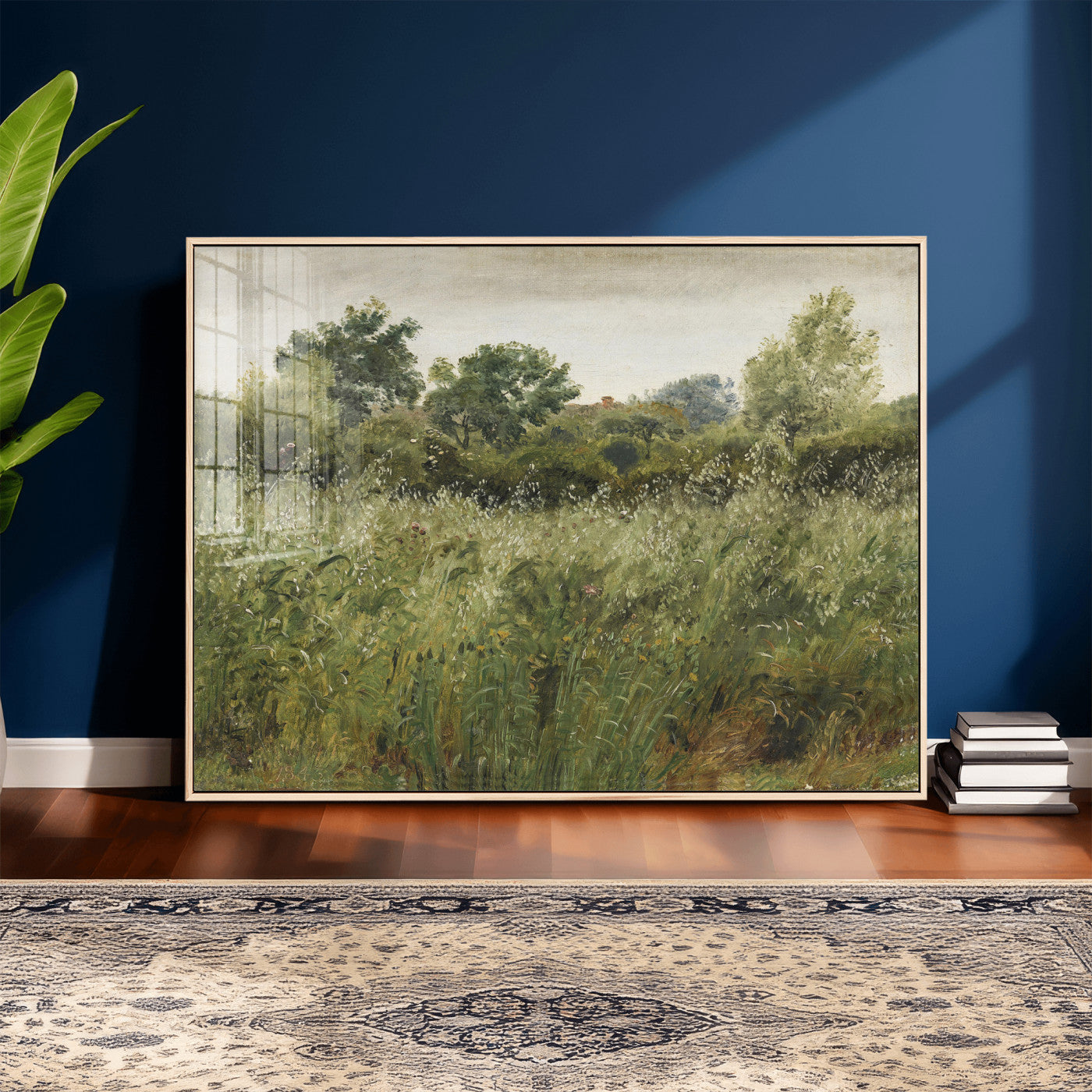 92328261-MGV-CV-36X24 - Wildflower Meadow Canvas Wall Art, Impressionist Overgrown Field Painting Print, Vintage Green Nature Decor, Cottagecore Botanical Art, Living Room Print