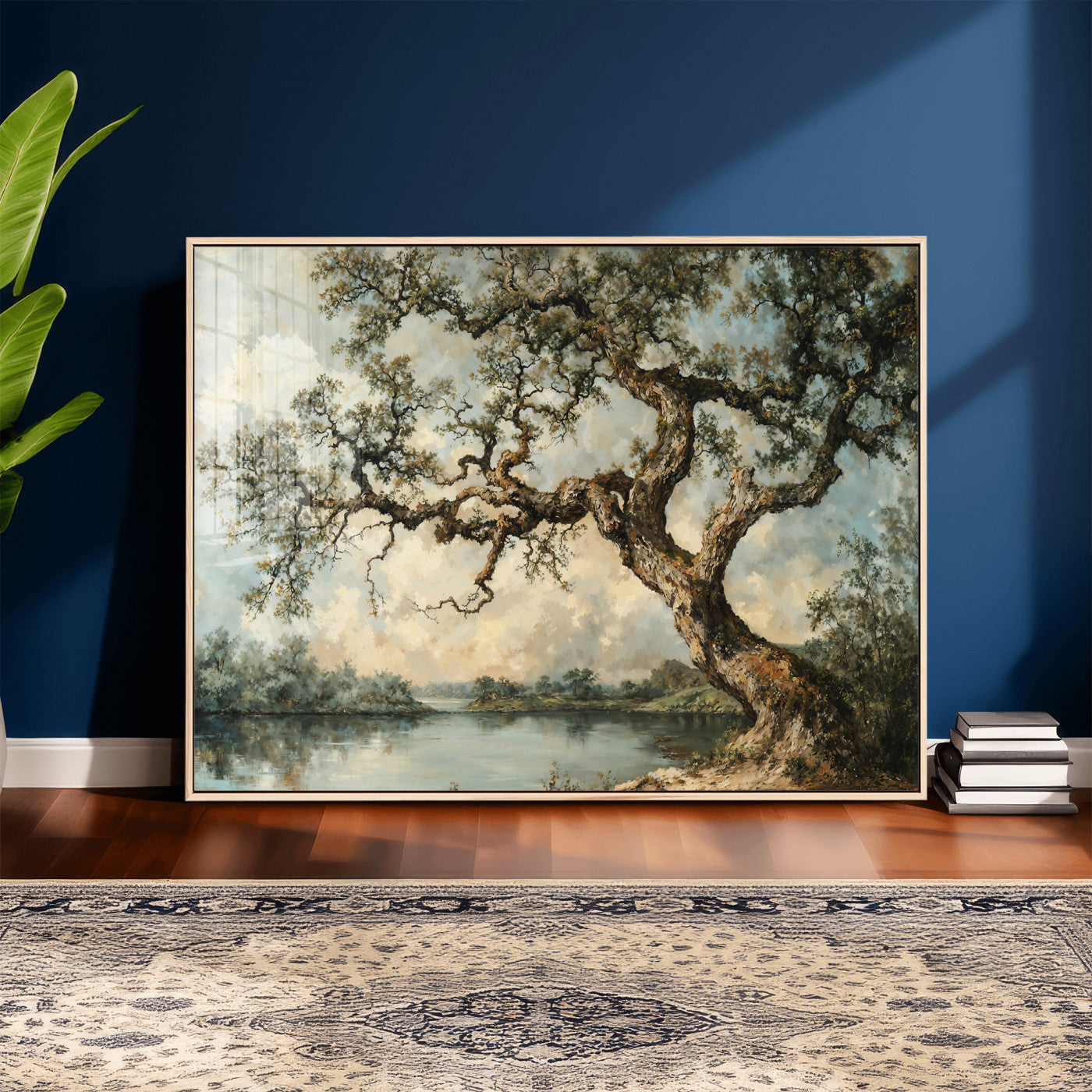 63857726-MGV-CV-36X24 - Old Oak Tree Canvas Wall Art, Turner Inspired Romantic Landscape Print, Vintage Nature Painting, Living Room Wall Decor, Antique Style Tree Art