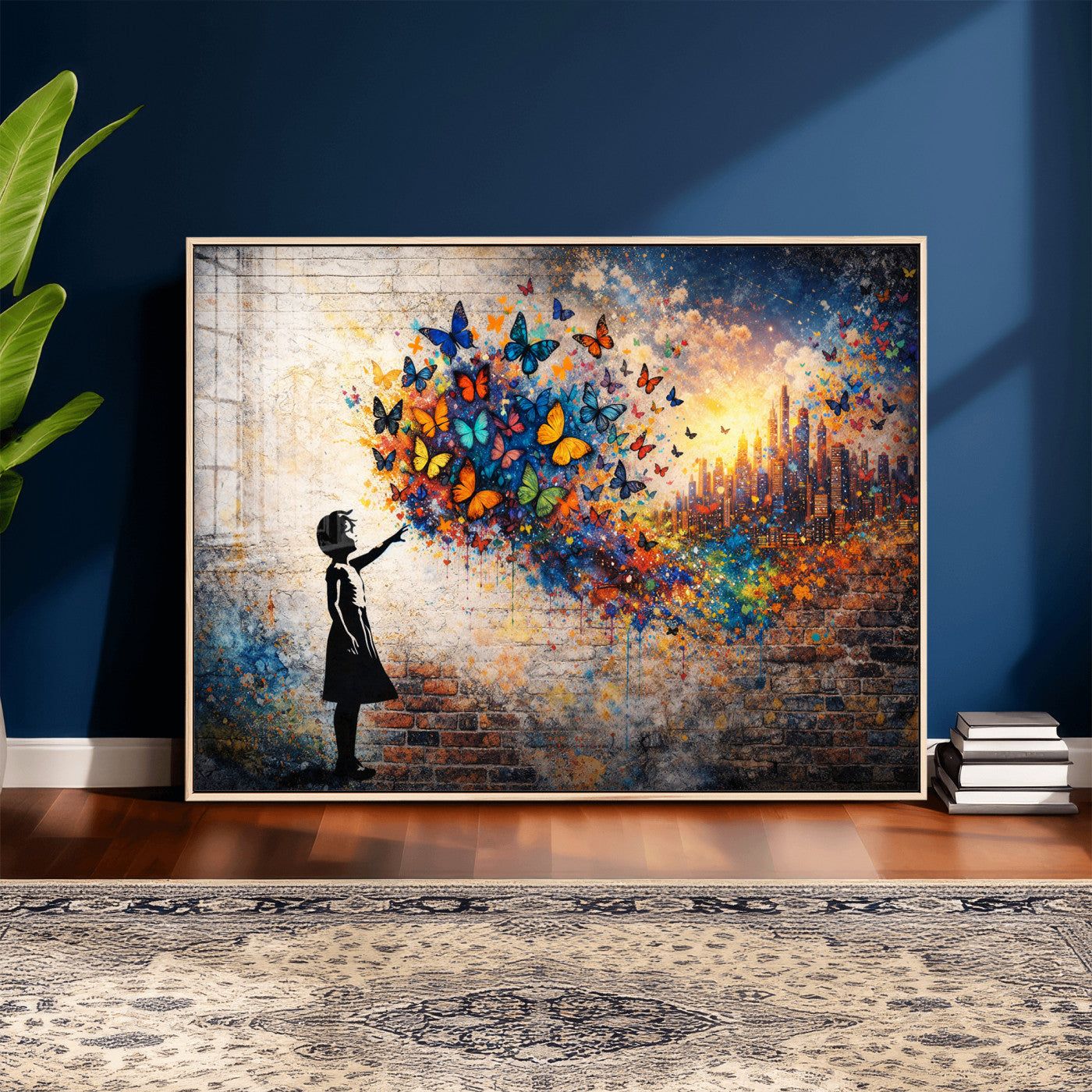 21540821-MGV-CV-36X24 - Banksy Girl Wall Art Canvas Print for Living Room Decor