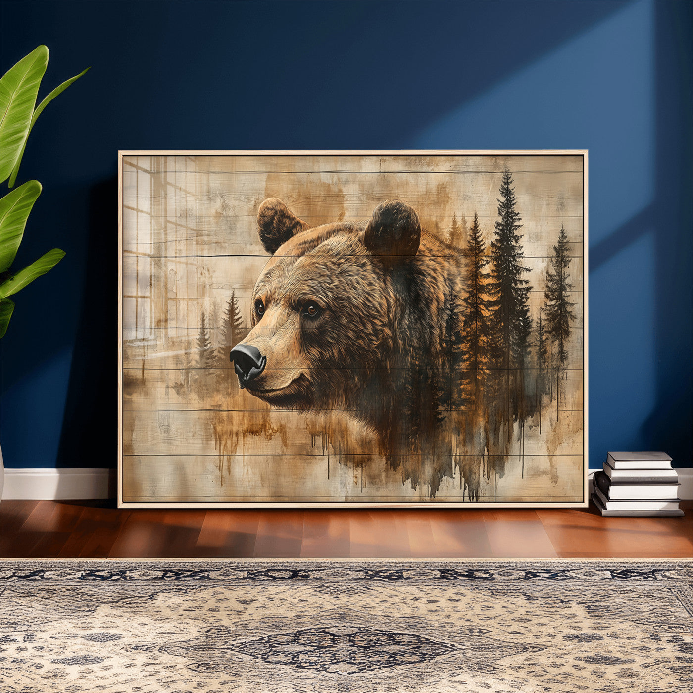 48378-MGV-CV-36X24 - Rustic Grizzly Bear Wall Art, Abstract Grizzly 399 Bear Wall Art Canvas Print - Woodland Wildlife