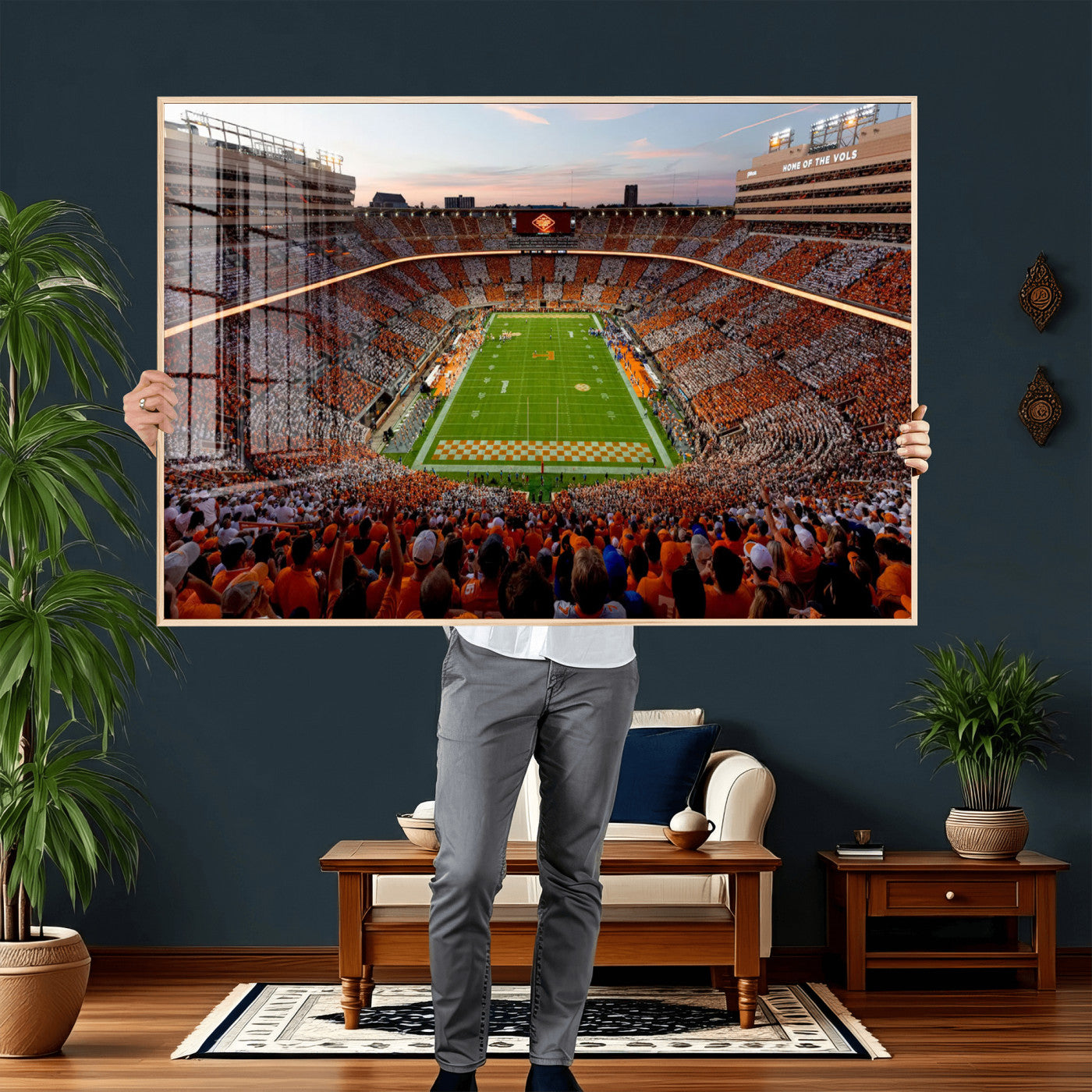 37160229-MGV-CV-36X24 - Tennessee Neyland Stadium Wall Art, Sports Arena Canvas Print, Panoramic Stadium Canvas Artwork for Home, Office