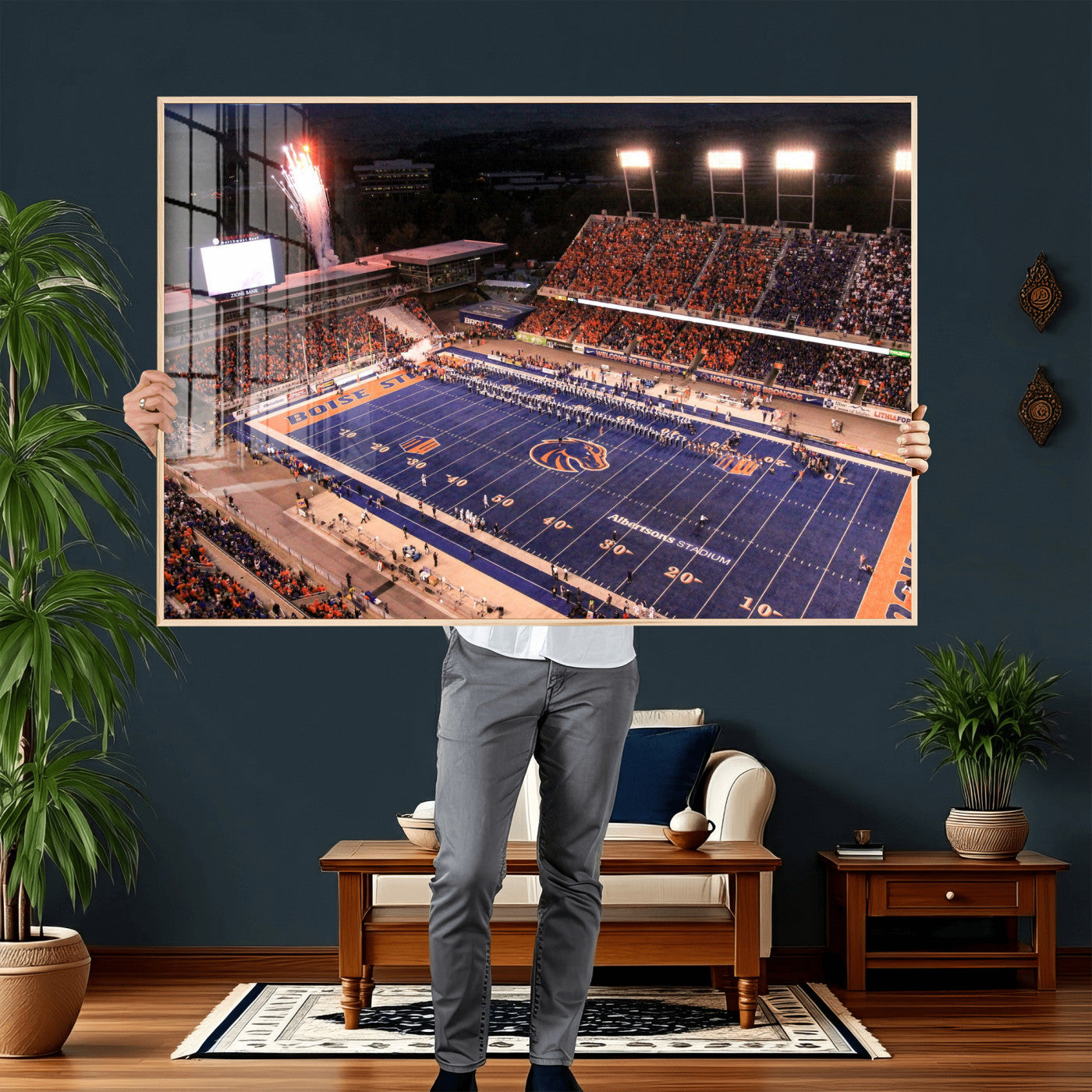 58849575-MGV-CV-36X24 - Boise State Stadium Large Wall Art Canvas Print for Living Room Office Wall Decor