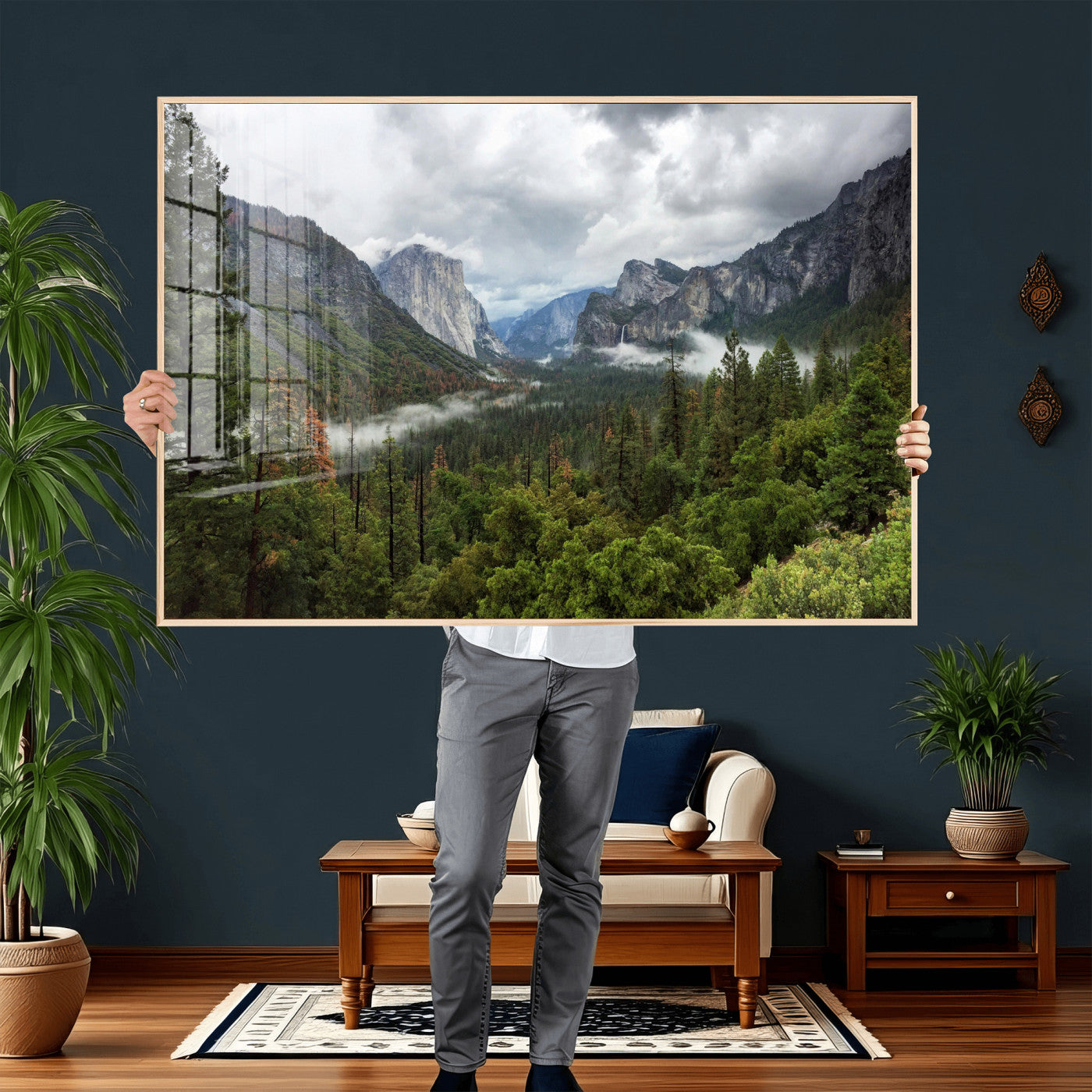 46168759-MGV-CV-36X24 - Yosemite Valley Wall Art Canvas Print, El Capitan Mountain Landscape Nature Wall Decor