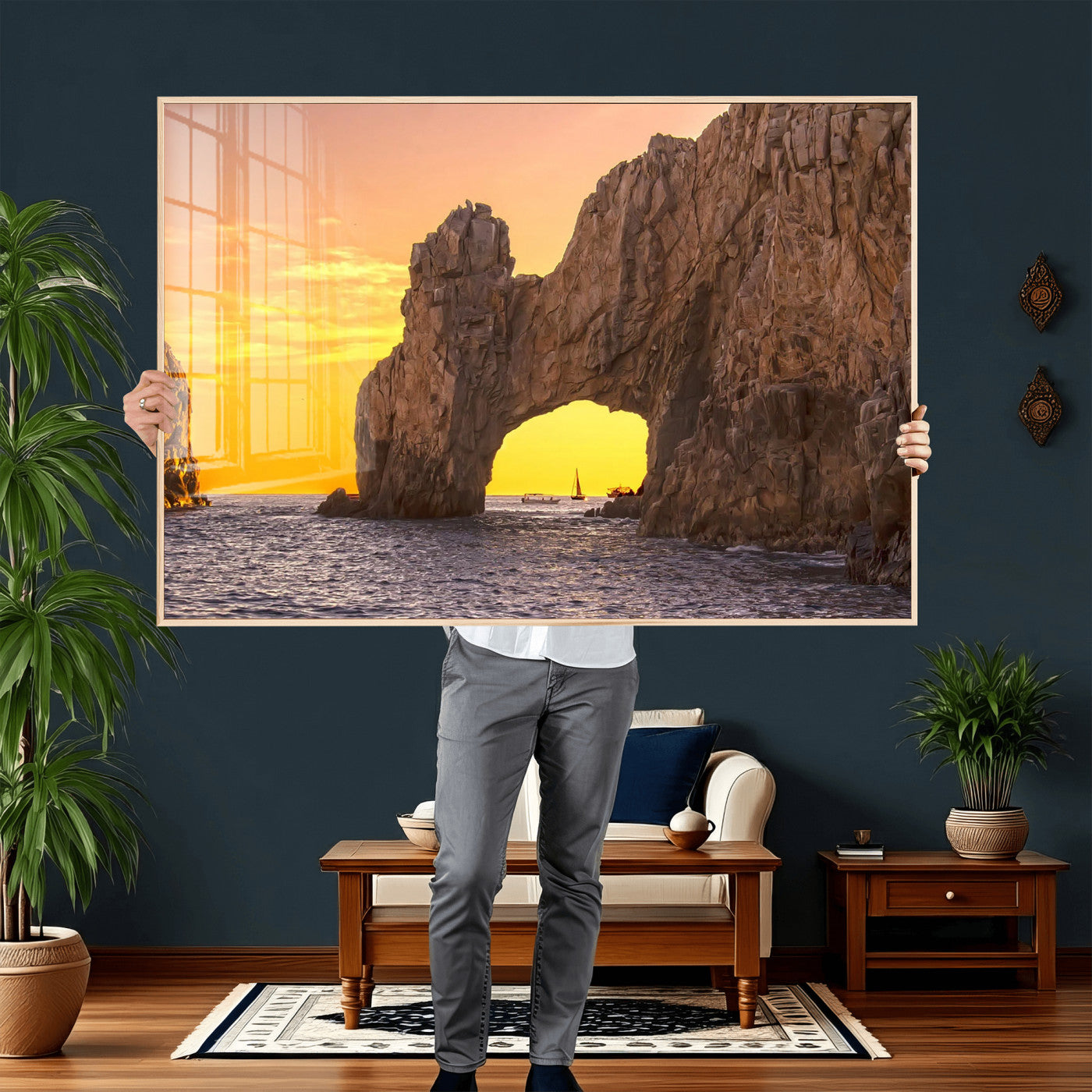 66414515-MGV-CV-36X24 - El Arco Cabo San Lucas Ocean Arch Wall Art Canvas Print, Baja California Rock Arch Seascape Canvas Print, Mexico Coastal Landmark Scenic Art Printing