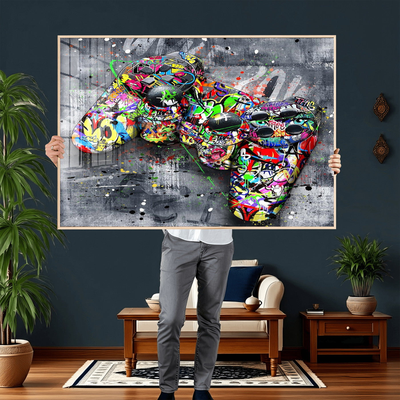 42929610-MGV-CV-36X24 - Graffiti Canvas Wall-Art For Bedroom - Gaming Wall Art For Teen Boys - Abstract Painting Pop Art Modern Home Wall Decor Ready to Hang