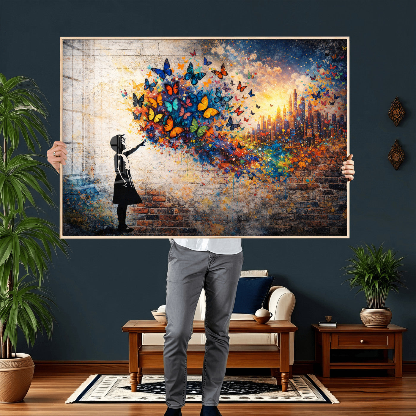 21540821-MGV-CV-36X24 - Banksy Girl Wall Art Canvas Print for Living Room Decor