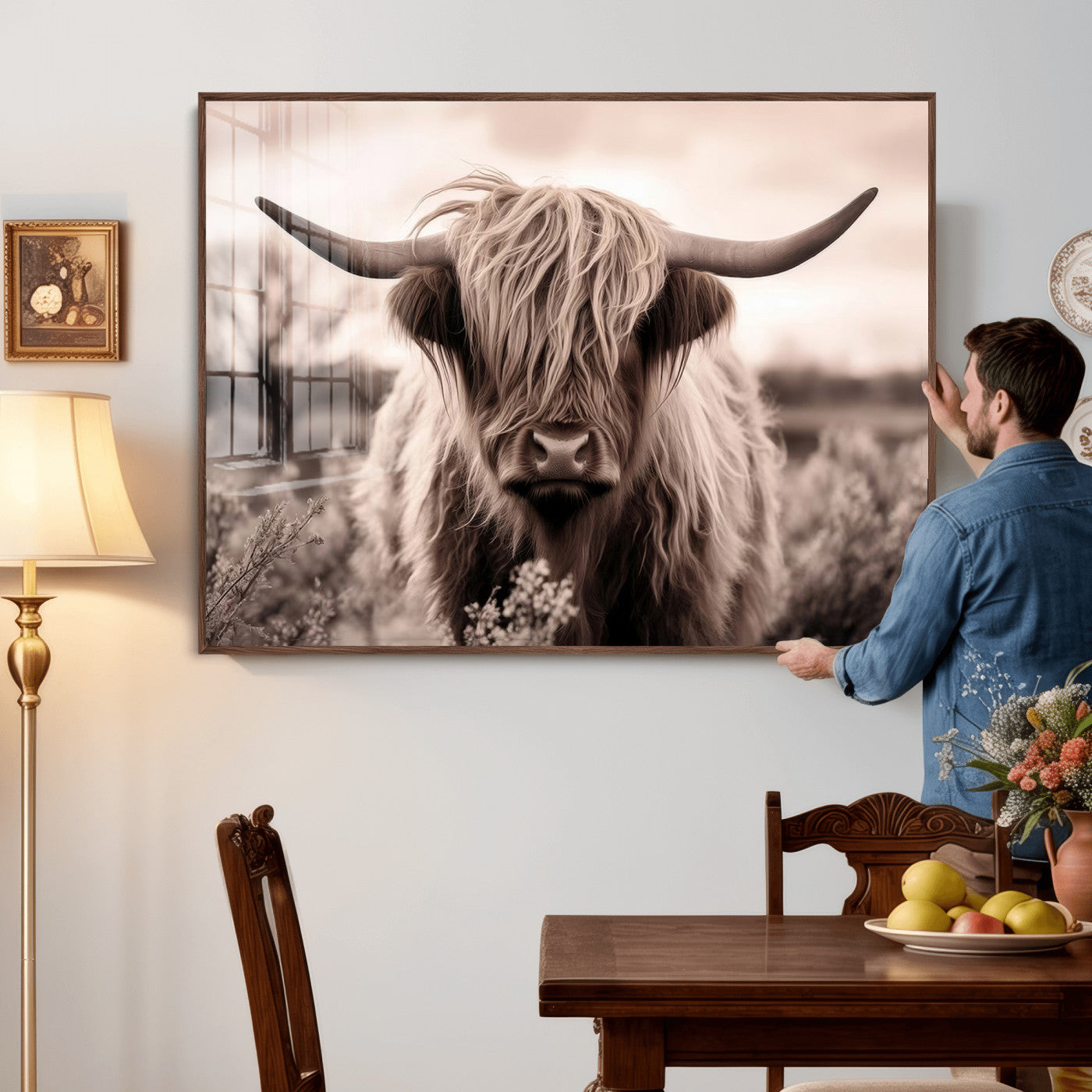 55903-MGV-CV-36X24 - Scottish Cow Longhorn Wall Art Canvas Print