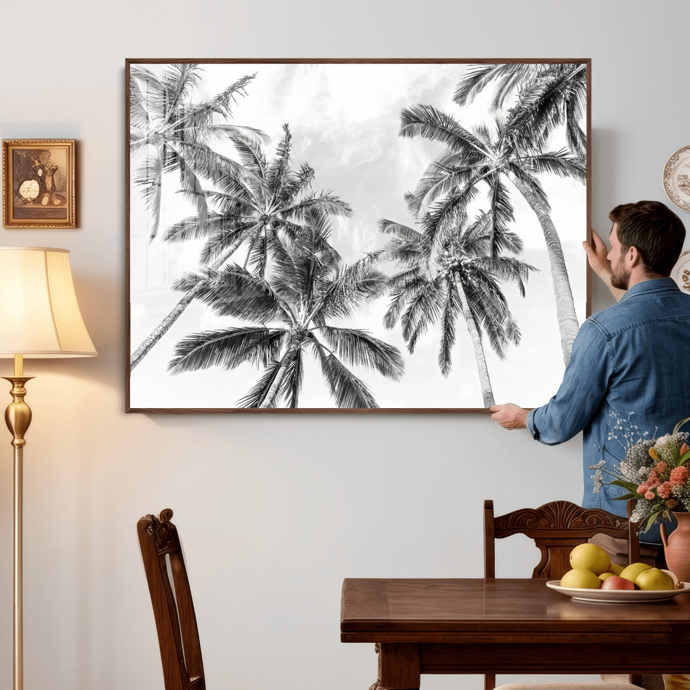 62113786-MGV-CV-36X24 - Palm Trees Wall Art – Tropical Breeze Canvas Print, Vacation Island Silhouette, Coastal Calm and Summer Paradise for Living Room or Beach House Decor