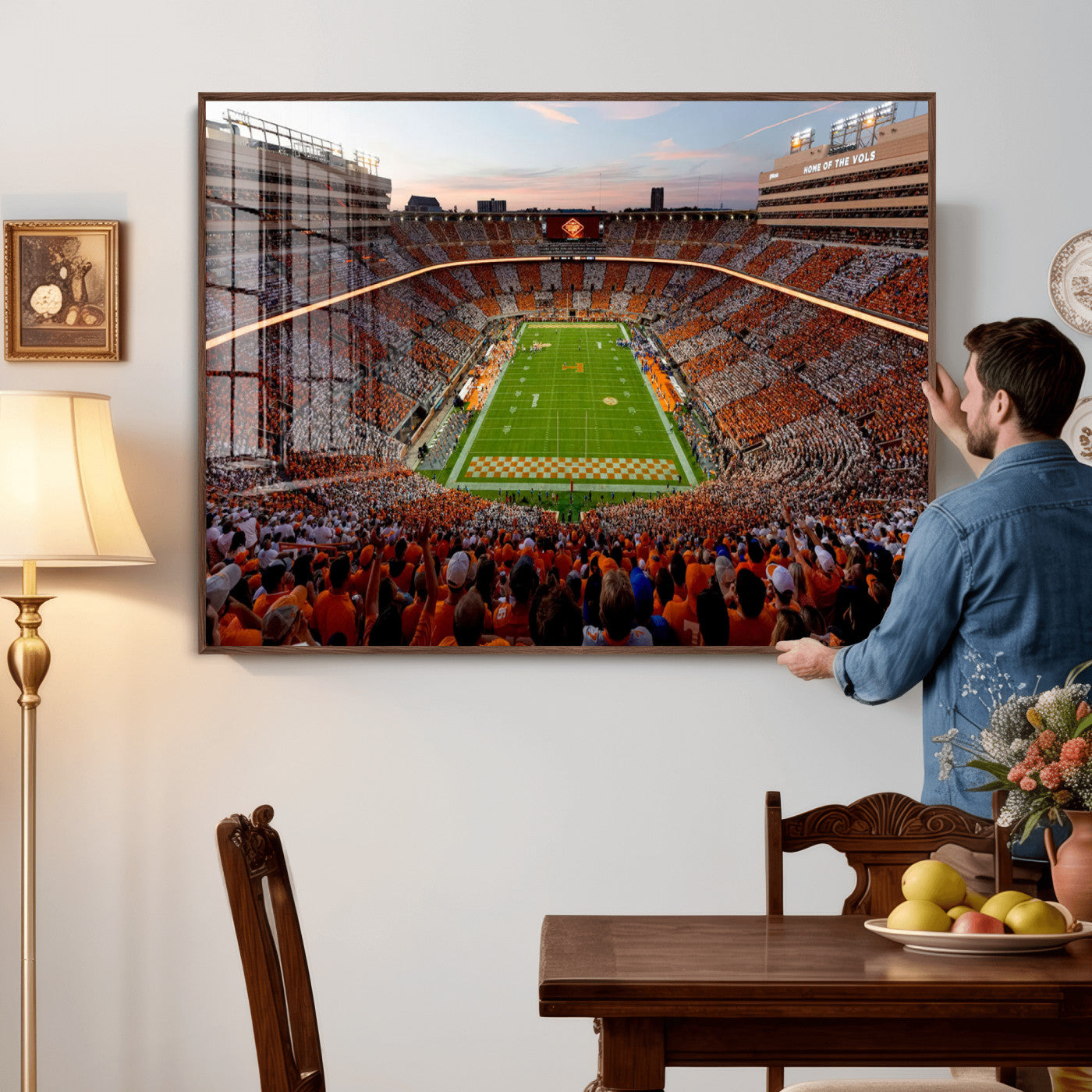 37160229-MGV-CV-36X24 - Tennessee Neyland Stadium Wall Art, Sports Arena Canvas Print, Panoramic Stadium Canvas Artwork for Home, Office