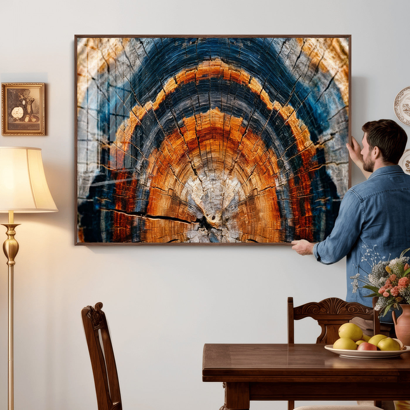 92693966N-MGV-CV-36X24 - Abstract Wood Grain Canvas Print, Tree Ring Pattern Wall Art, Framed Canvas Ready to Hang