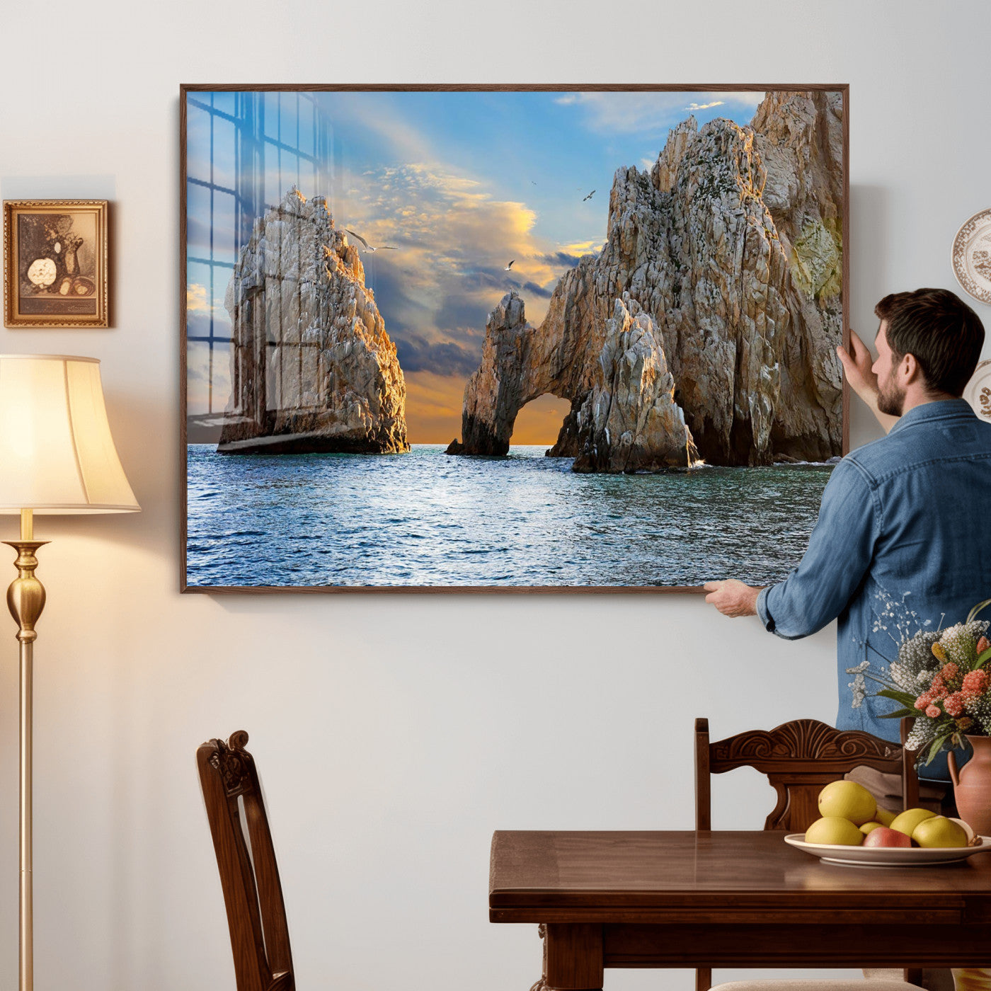 63505689-MGV-CV-36X24 - El Arco Cabo San Lucas Ocean Arch Wall Art Canvas Print, Baja California Rock Arch Seascape Canvas Print, Mexico Coastal Landmark Scenic Art Printing