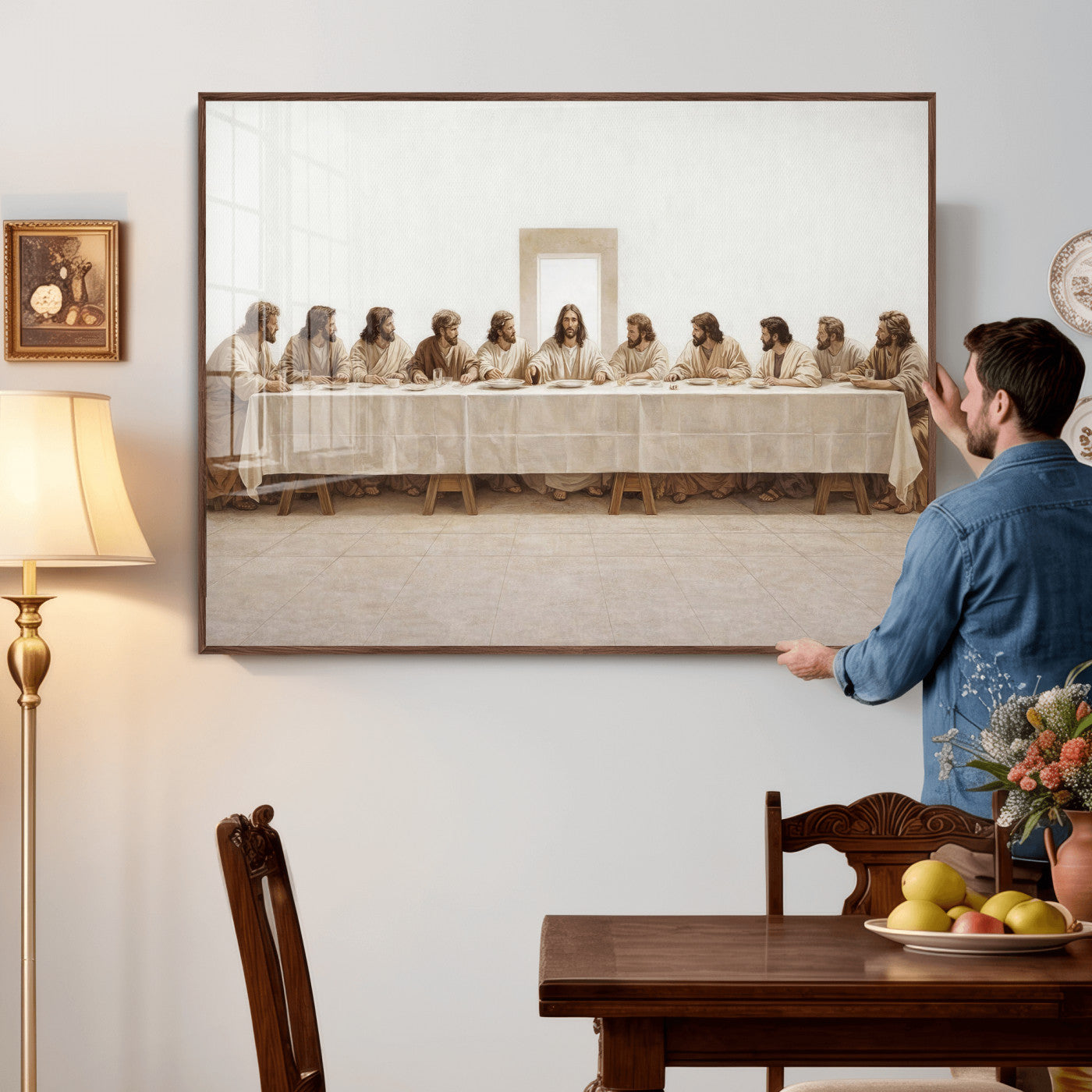 76380069-MGV-CV-36X24 - The Last Supper Wall Art Canvas Print, Jesus Christ Biblical Scene Canvas Print, Christian Religious Artwork for Church Living Room Decor