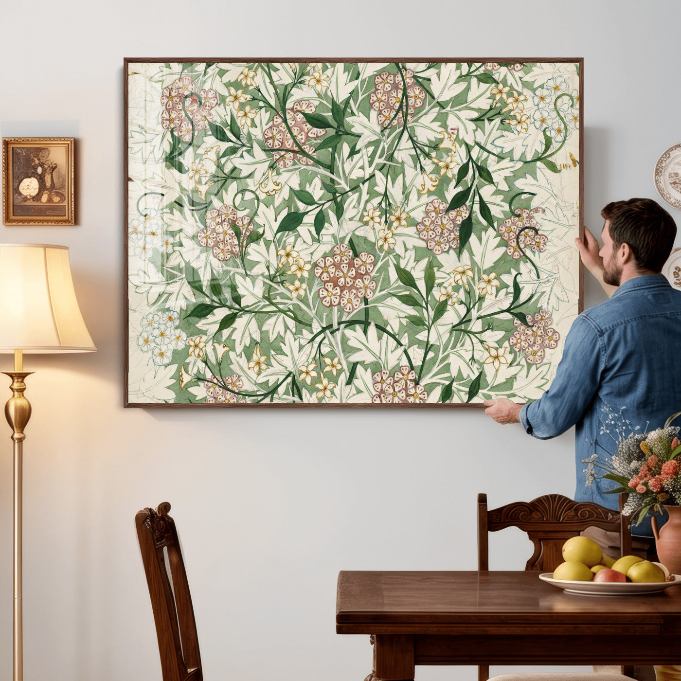 33560597-MGV-CV-36X24 - William Morris Jasmine 1872 Canvas Wall Art — Arts and Crafts Botanical Print | Vintage Green Floral Decor | Cottagecore Gift | Classic Art