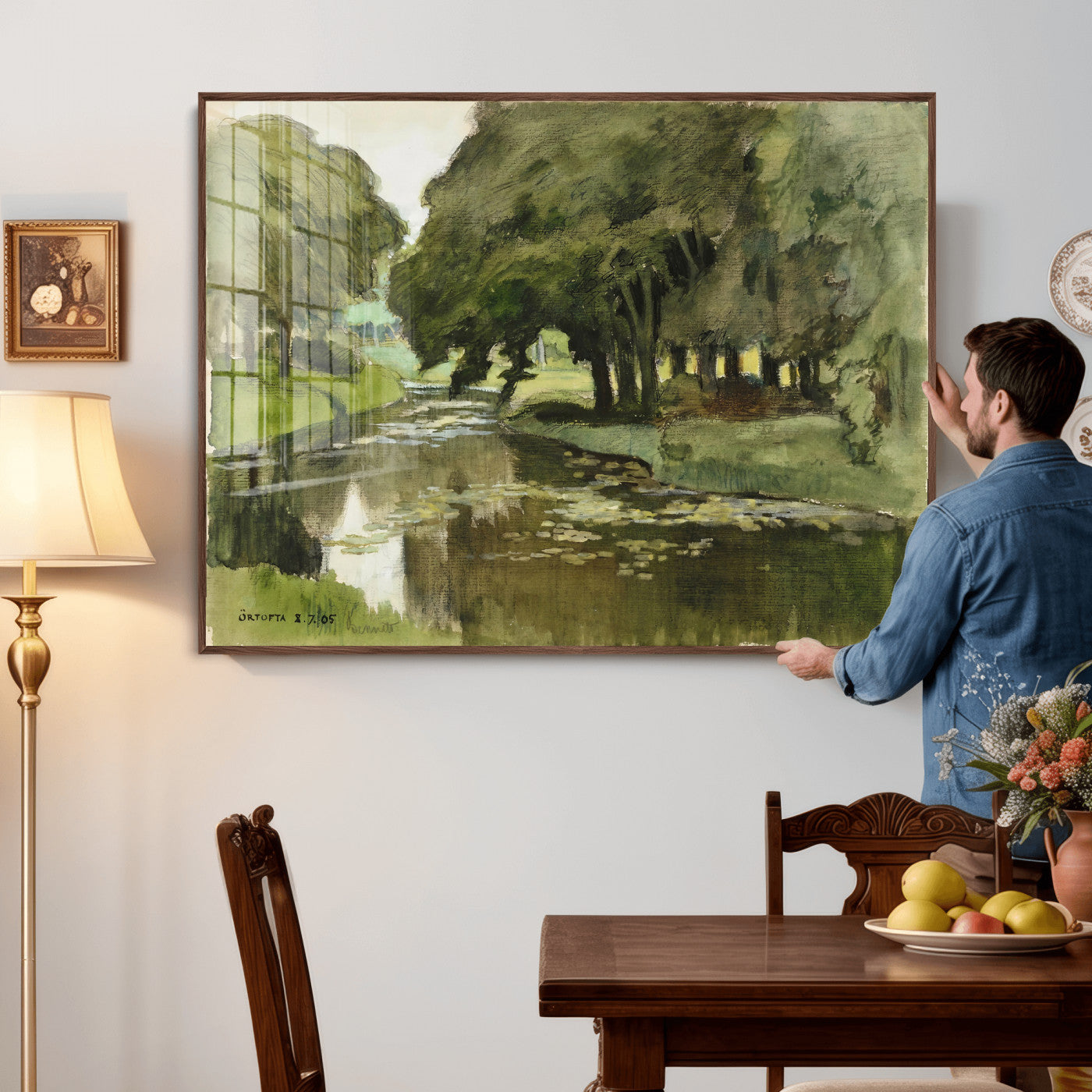 54446767-MGV-CV-36X24 - Anders Zorn Watercolor Canvas Print, Örtofta 1905 Swedish River Landscape, Impressionist Nature Art, Scandinavian Wall Decor, Plein Air Painting Print