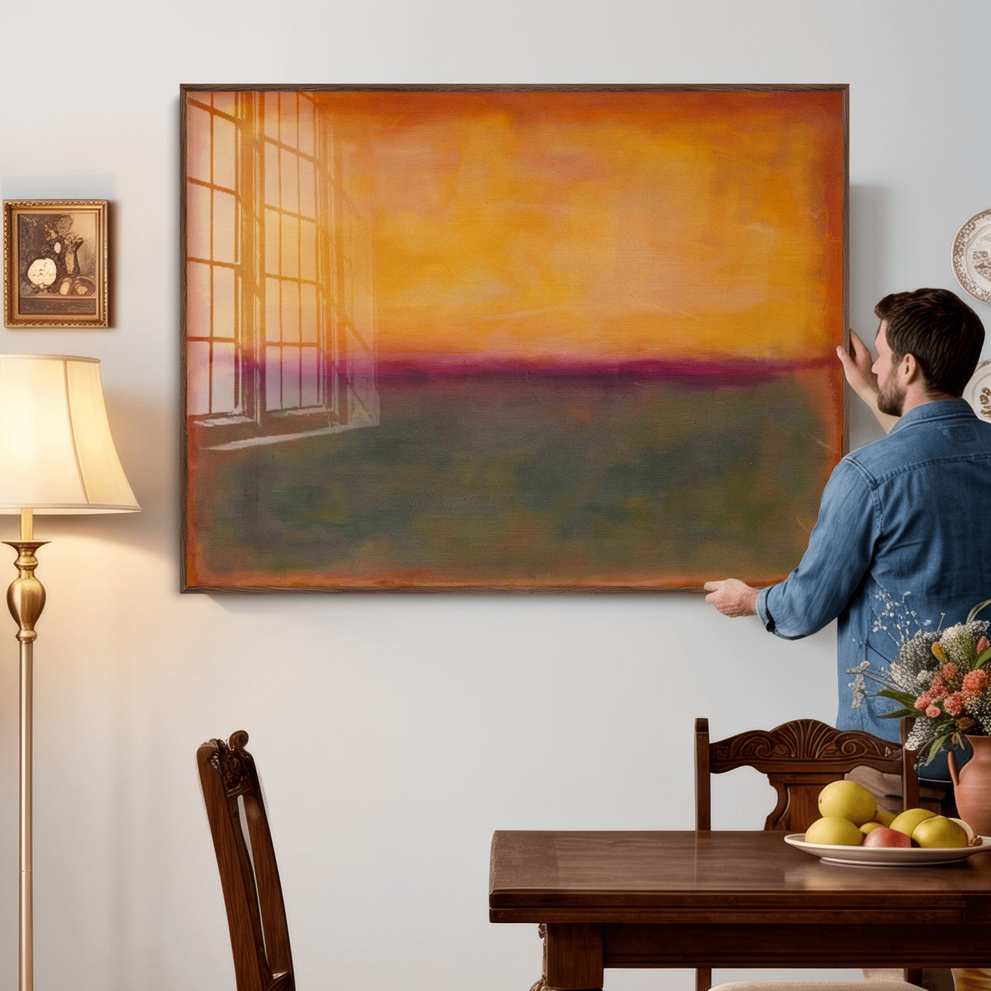 21628300-MGV-CV-36X24 - Abstract Color Field Wall Art Canvas Print, Framed Minimalist Horizon Artwork for Living Room Bedroom Office