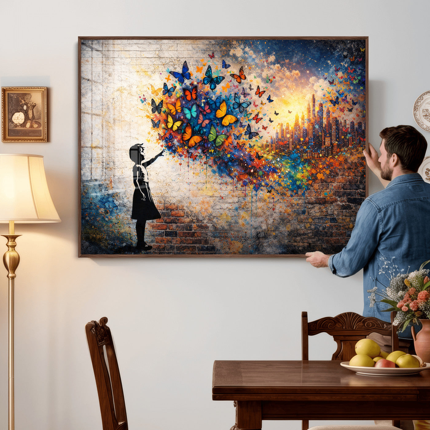 21540821-MGV-CV-36X24 - Banksy Girl Wall Art Canvas Print for Living Room Decor