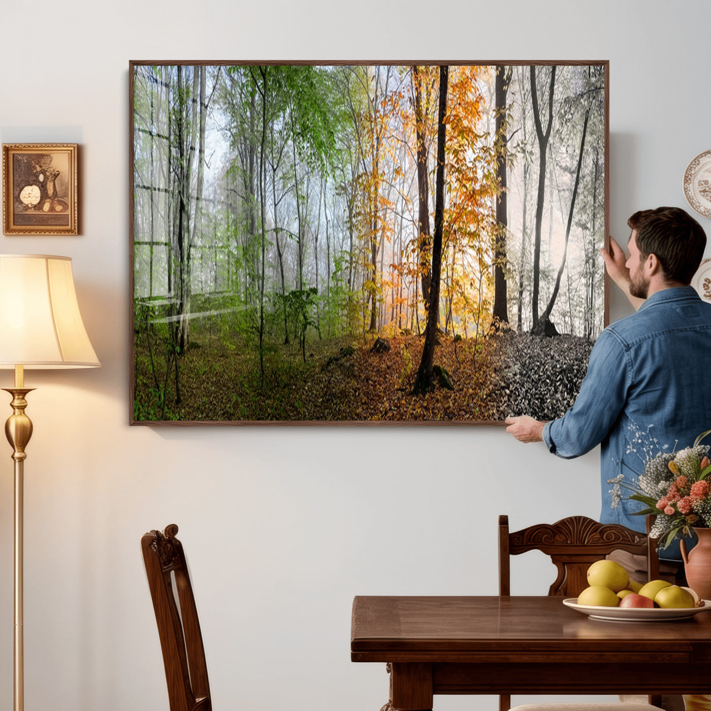 95317-MGV-CV-36X24 - Four Seasons Wall Art Forest Canvas Print – Triptych Seasonal Nature Print – Landscape Decor for Living Room