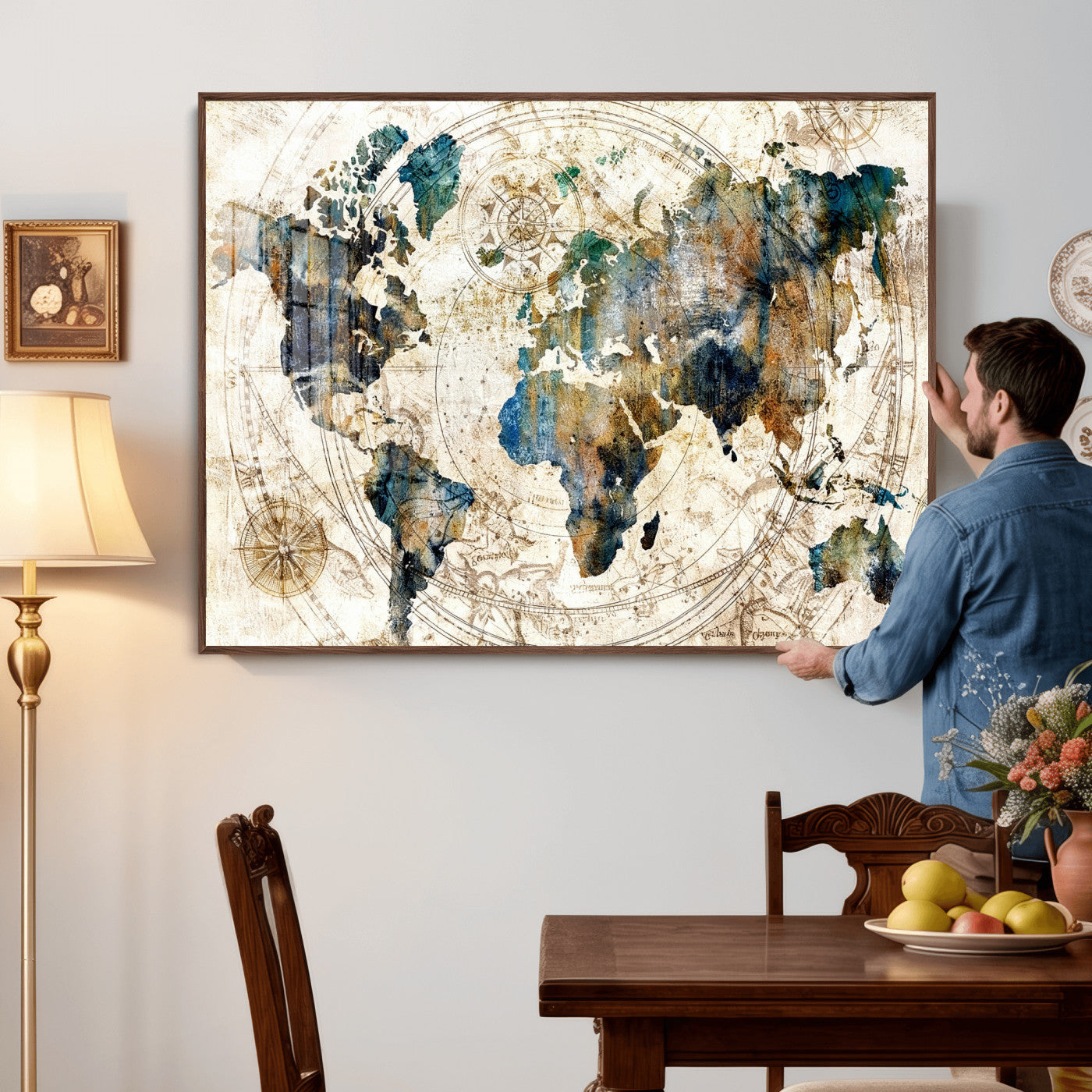 10554-MGV-CV-36X24 - Abstract World Map Art Print Canvas Print