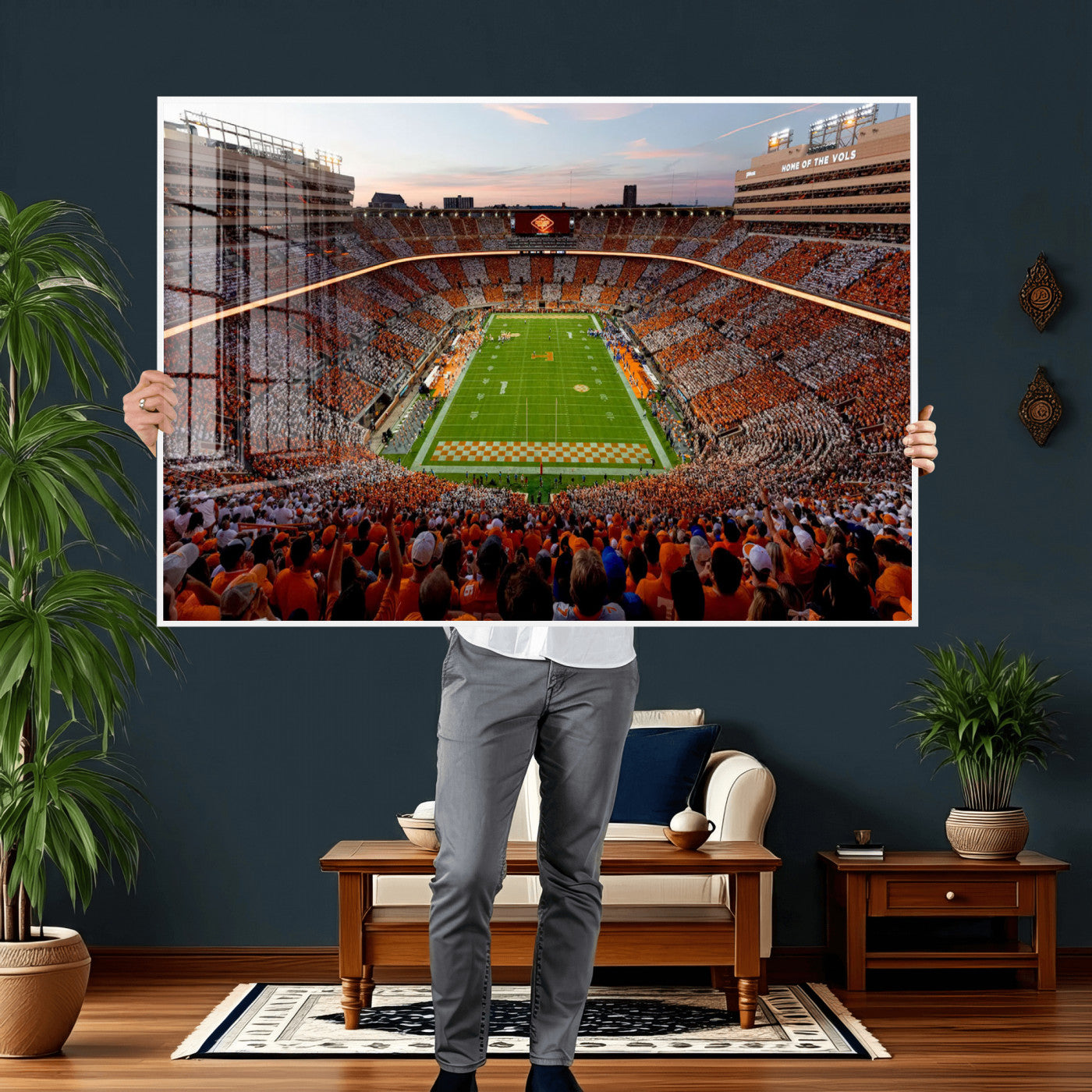 37160229-MGV-CV-36X24 - Tennessee Neyland Stadium Wall Art, Sports Arena Canvas Print, Panoramic Stadium Canvas Artwork for Home, Office