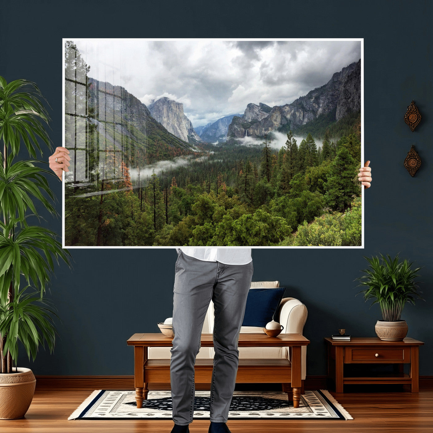 46168759-MGV-CV-36X24 - Yosemite Valley Wall Art Canvas Print, El Capitan Mountain Landscape Nature Wall Decor