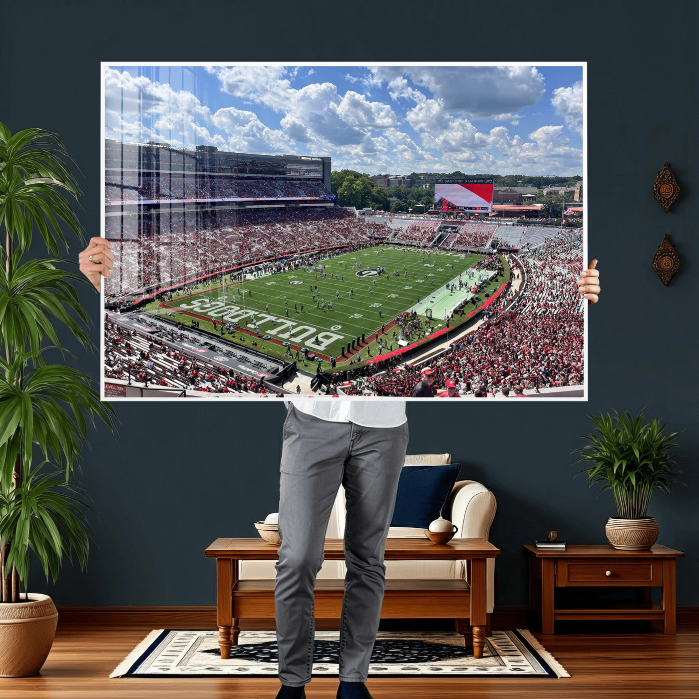 10665453-MGV-CV-36X24 - Georgia Bulldogs Stadium Wall Art Canvas Print, Sanford Stadium Football Field Panorama, College Football Game Day Wall Decor