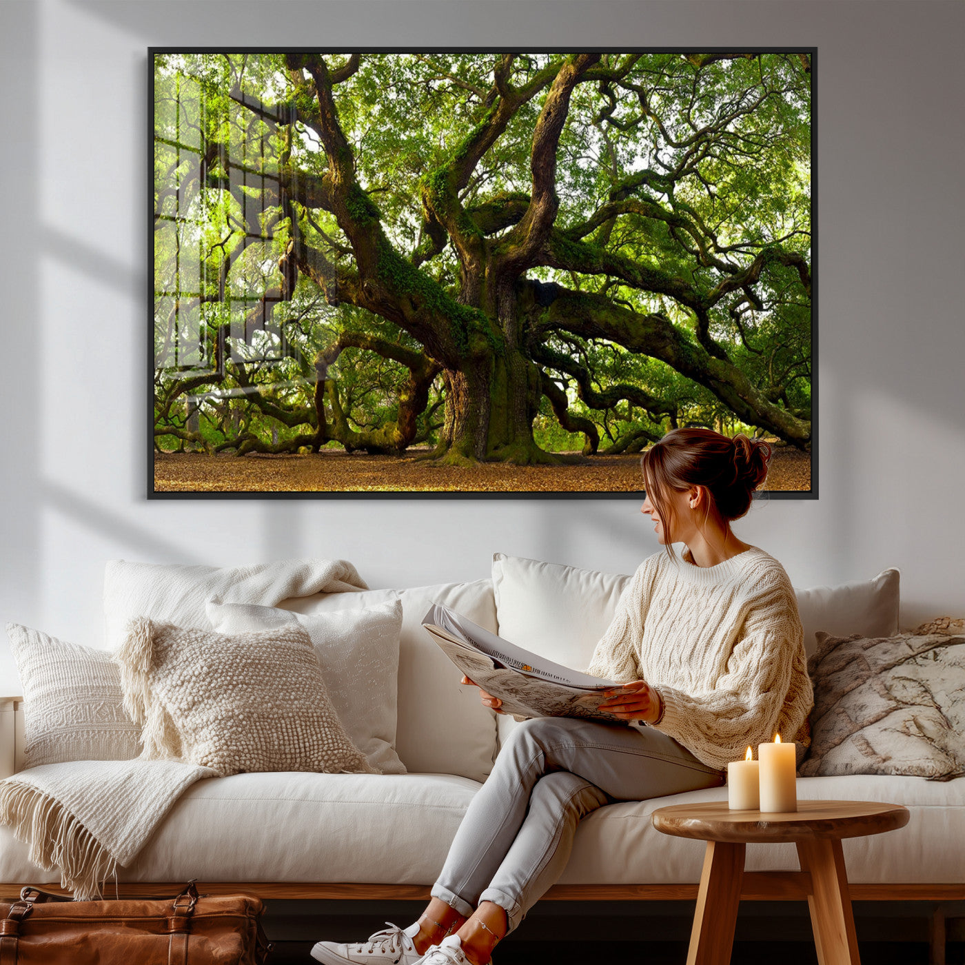 29407-MGV-CV-36X24 - Angel Oak Tree Wall Art Canvas Print | Large Forest Tree Nature Photography Print on Canvas