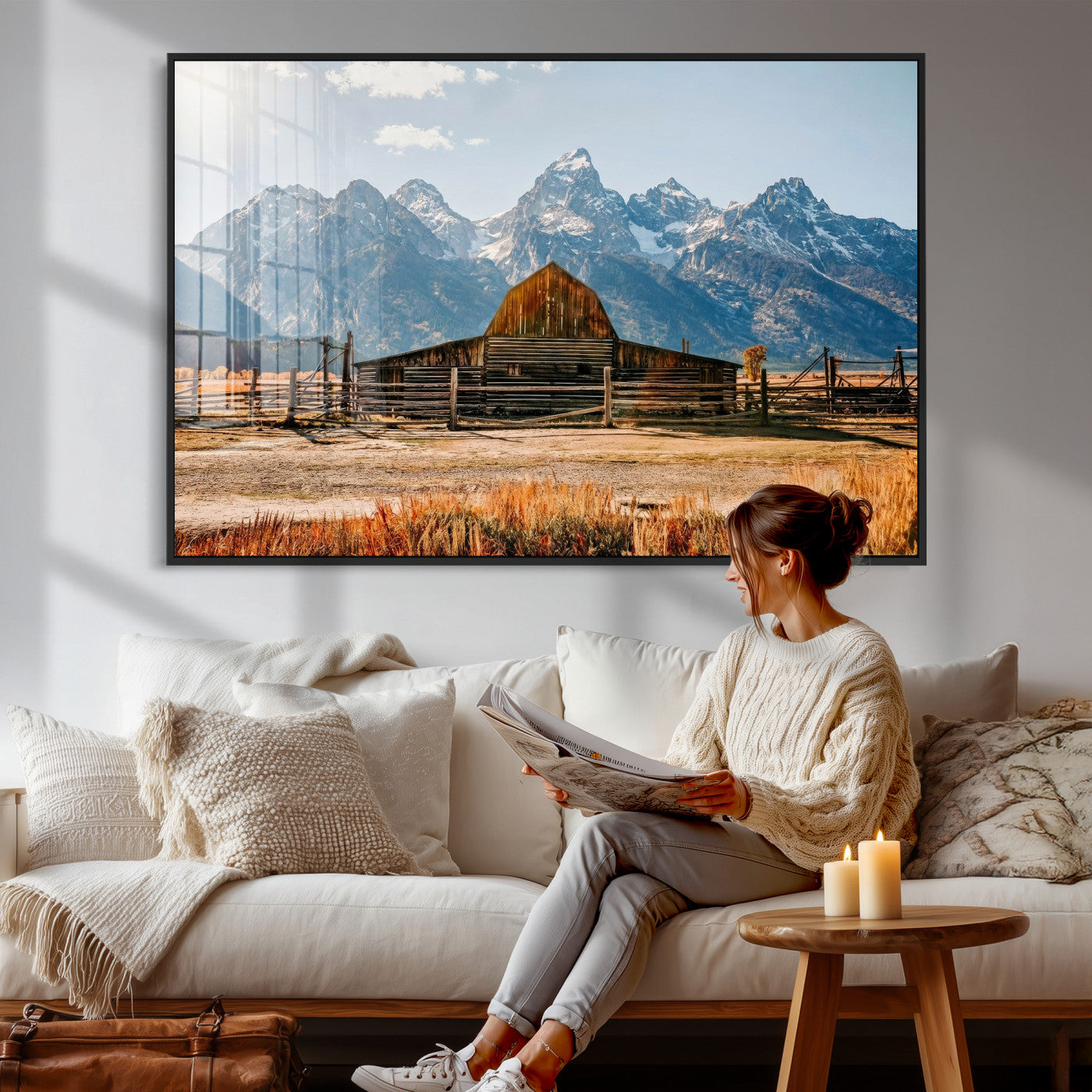 26513-MGV-CV-36X24 - Vintage Old Barn Field Wall Art Canvas Print for Farmhouse Decor - Rustic Barn Wall Art Canvas Print