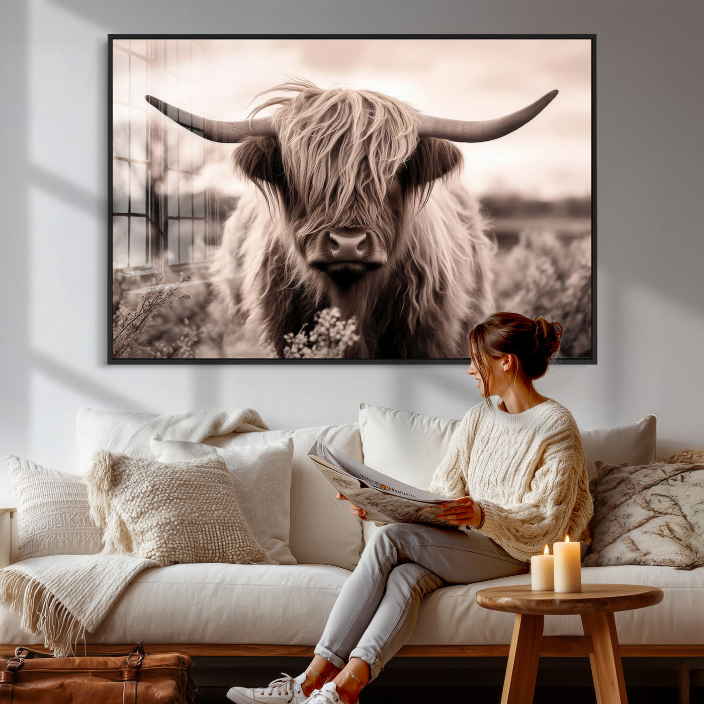 55903-MGV-CV-36X24 - Scottish Cow Longhorn Wall Art Canvas Print