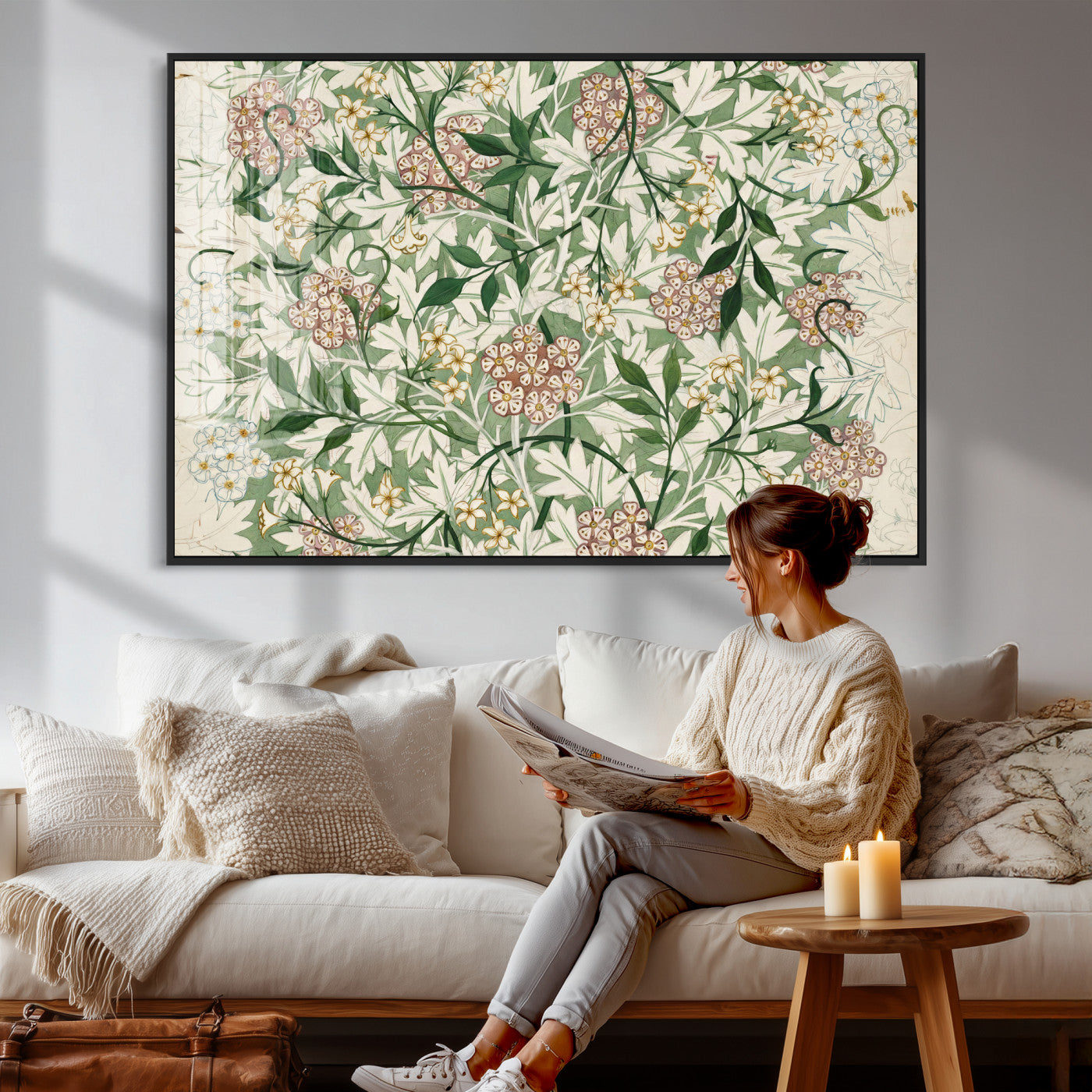 33560597-MGV-CV-36X24 - William Morris Jasmine 1872 Canvas Wall Art — Arts and Crafts Botanical Print | Vintage Green Floral Decor | Cottagecore Gift | Classic Art