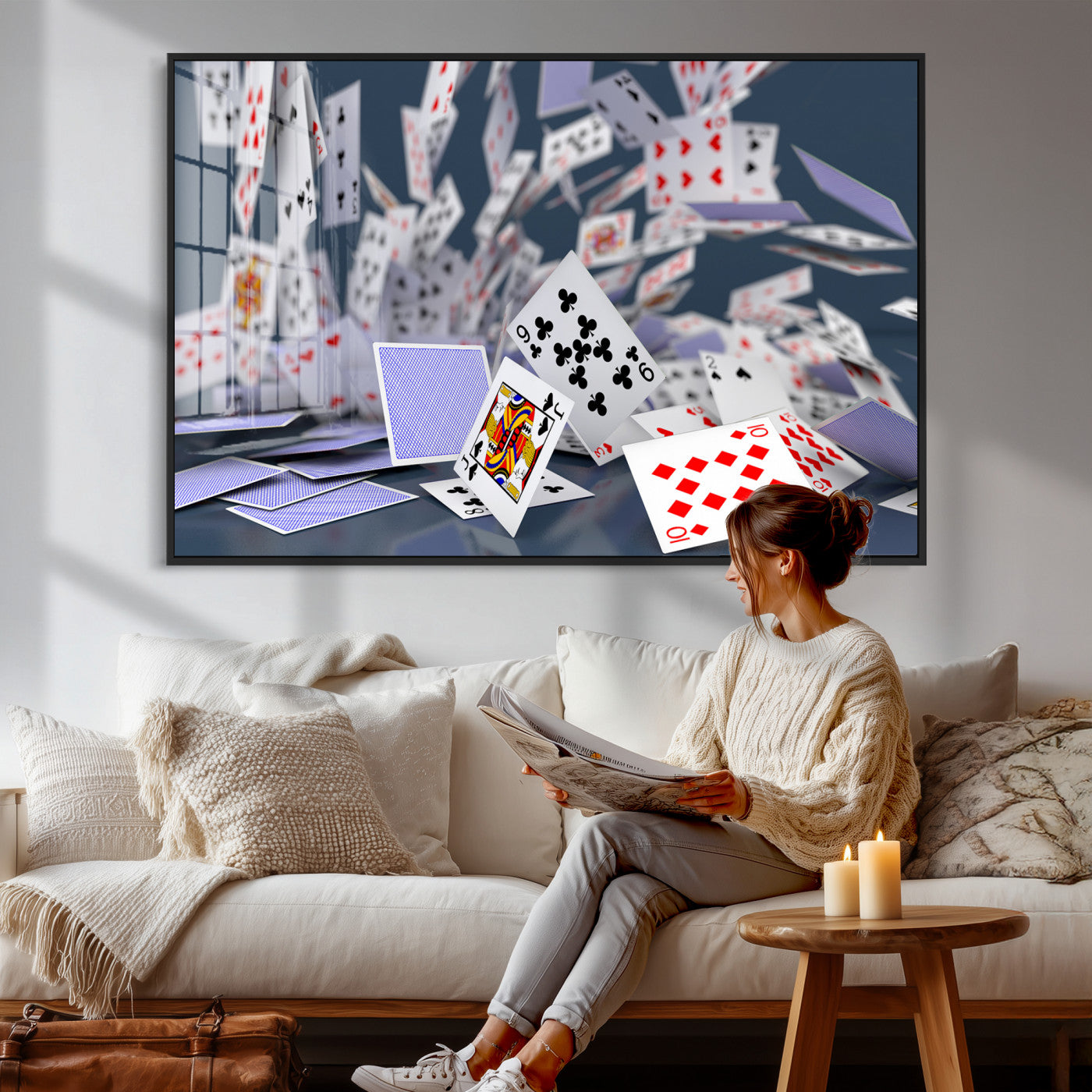 66392185-MGV-CV-36X24 - Playing Cards Canvas Wall Art | Casino Game Room Decor, Poker Decor Art
