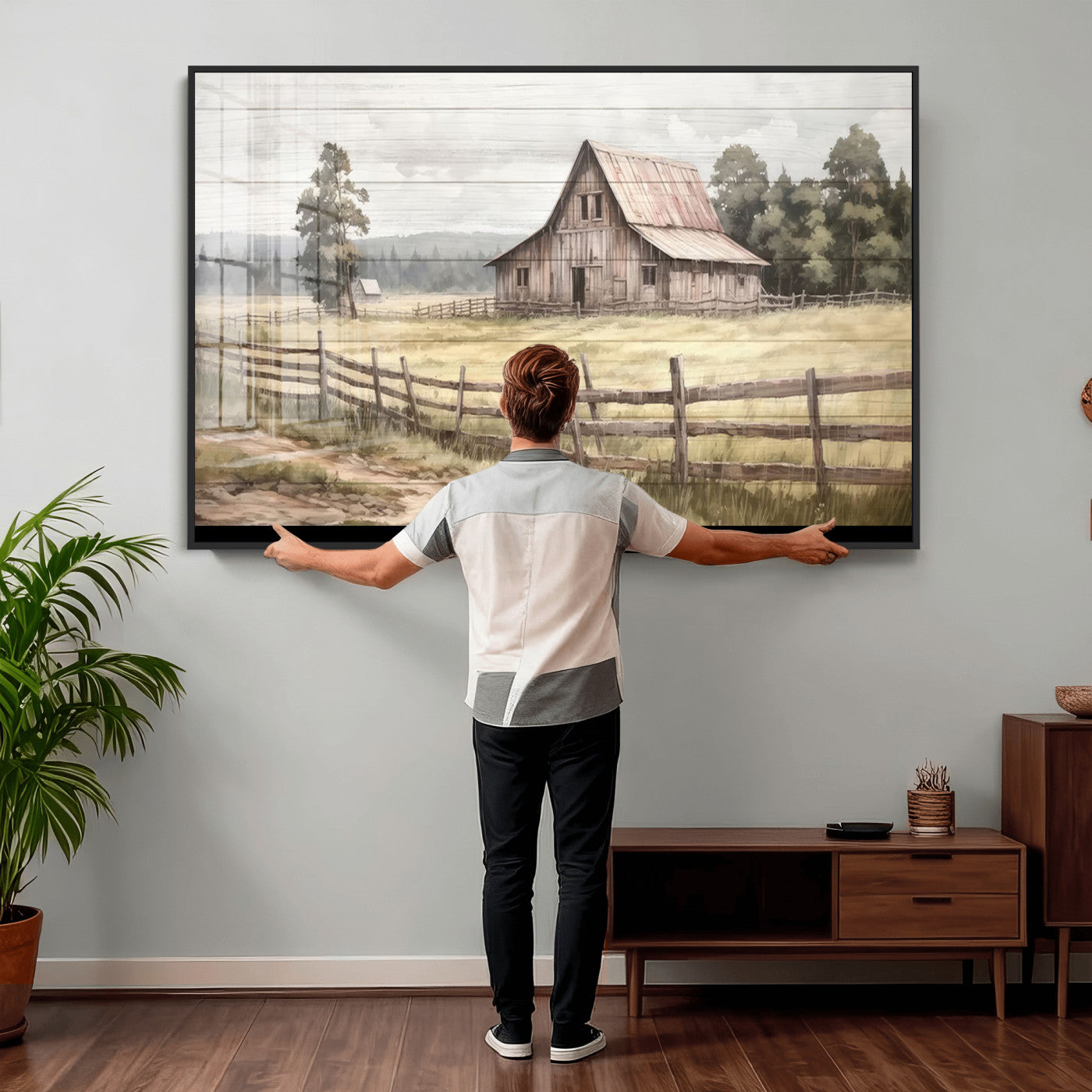87489-MGV-CV-36X24 - Rustic Farmhouse Barn Wall Art | Framed Gallery Wrap Barn Giclee Canvas Print for Farmhouse Decor