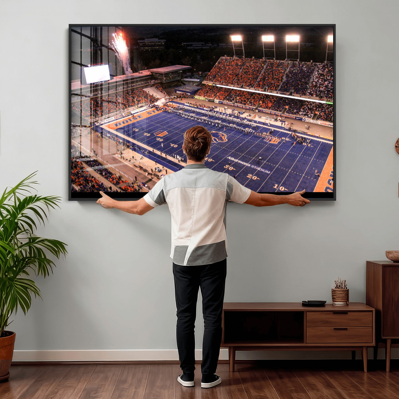 58849575-MGV-CV-36X24 - Boise State Stadium Large Wall Art Canvas Print for Living Room Office Wall Decor