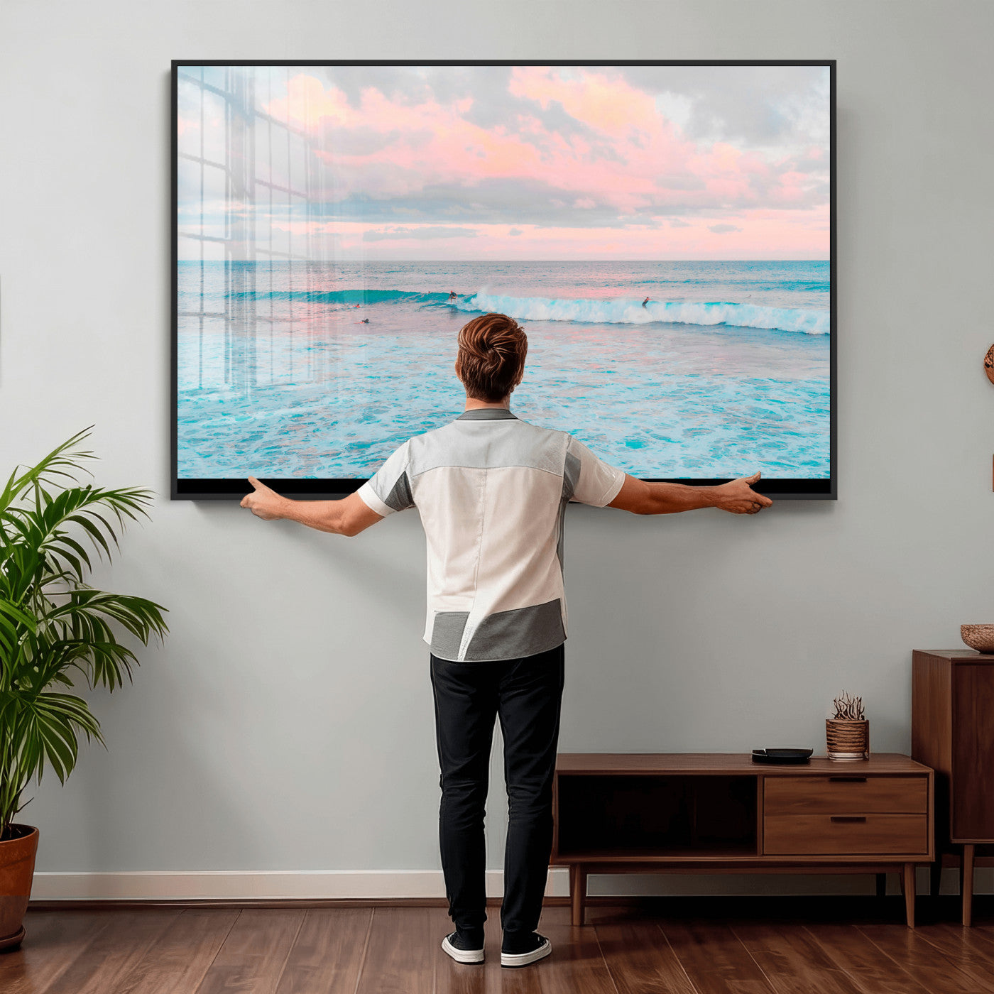 73216461-MGV-CV-36X24 - Ocean Wave Wall Art Canvas Print, Pastel Surf Seascape Photography, Coastal Beach Wall Decor