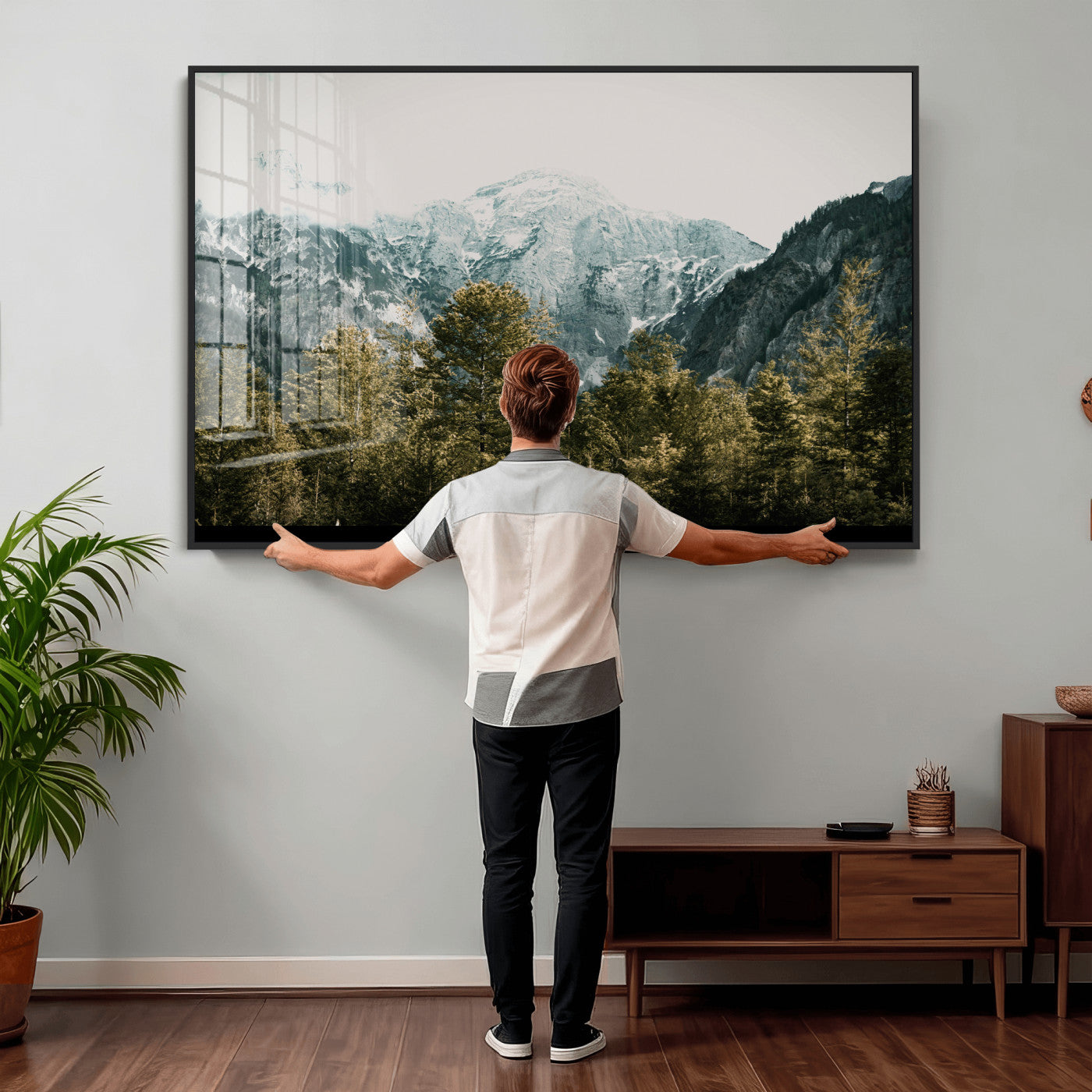 48479662-MGV-CV-36X24 - Mountain Forest Wall Art Canvas Print, Alpine Landscape Nature Photography, Moody Wilderness Wall Decor