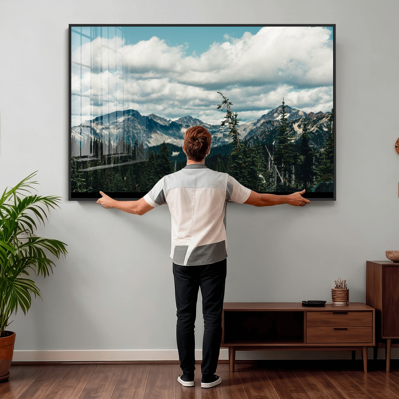 30416773-MGV-CV-36X24 - Mountain Forest Wall Art Canvas Print, Alpine Pine Tree Landscape Photography, Scenic Wilderness Mountain View, Nature Wall Decor