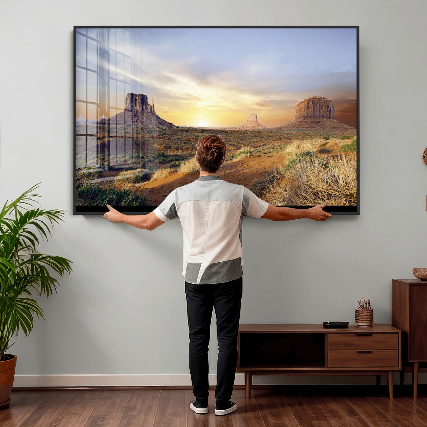 14901845-MGV-CV-36X24 - Monument Valley Desert Landscape Wall Art Canvas Print, Southwest Desert Rock Formation Canvas Print, Western Red Rock Panorama Art Printing
