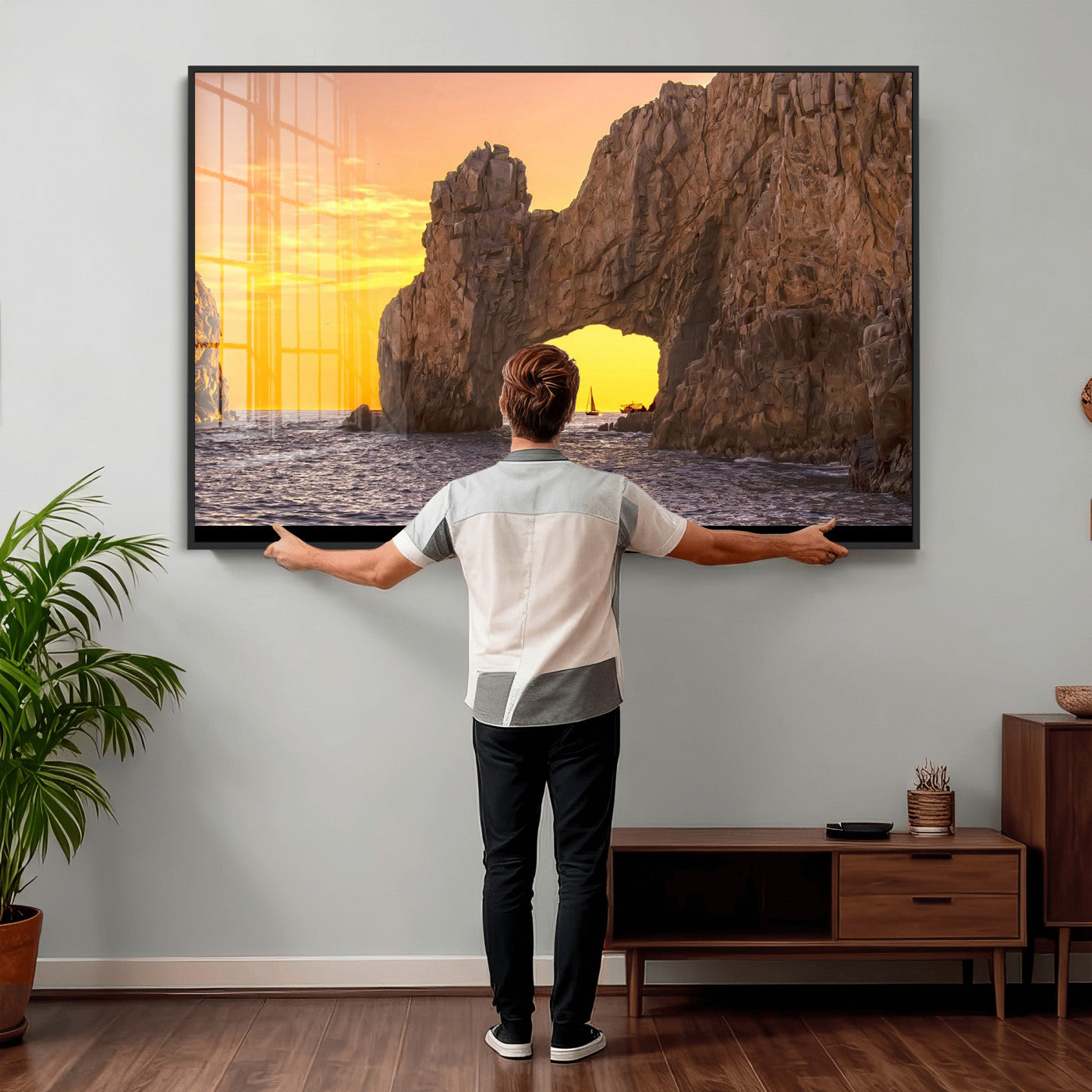 66414515-MGV-CV-36X24 - El Arco Cabo San Lucas Ocean Arch Wall Art Canvas Print, Baja California Rock Arch Seascape Canvas Print, Mexico Coastal Landmark Scenic Art Printing