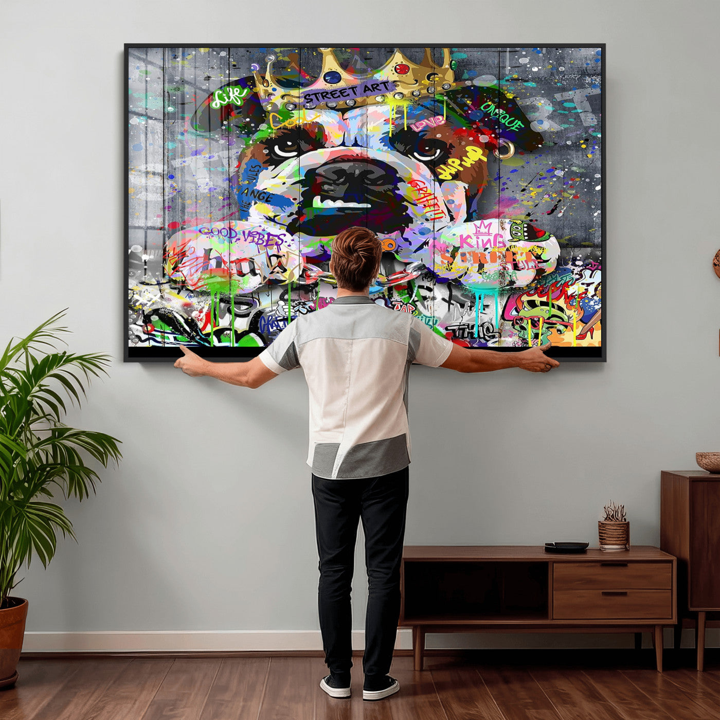 45209731-MGV-CV-36X24 - Dog Wall Decor for Teen Bedroom Decor - Graffiti Animal Canvas Wall Art for Teen Room Decor - Abstract Wall Painting Ready to Hang