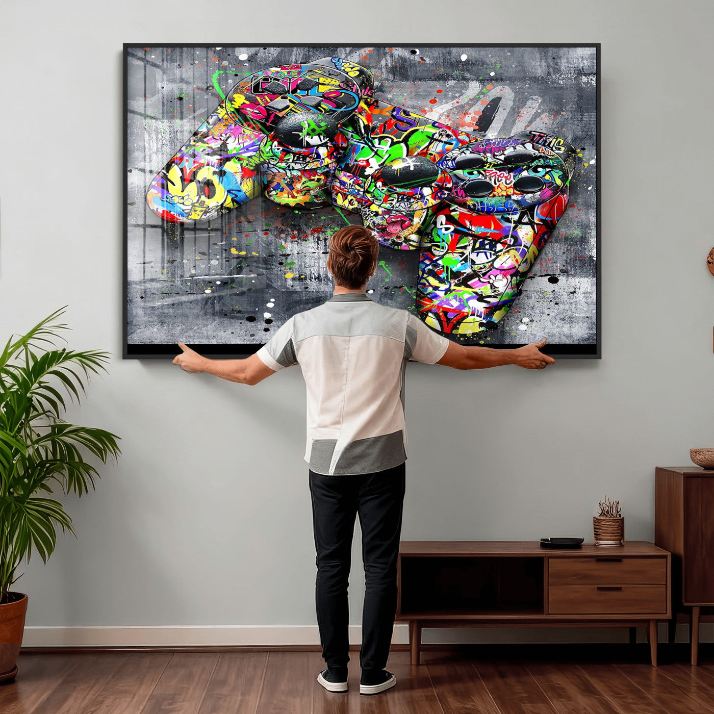 42929610-MGV-CV-36X24 - Graffiti Canvas Wall-Art For Bedroom - Gaming Wall Art For Teen Boys - Abstract Painting Pop Art Modern Home Wall Decor Ready to Hang