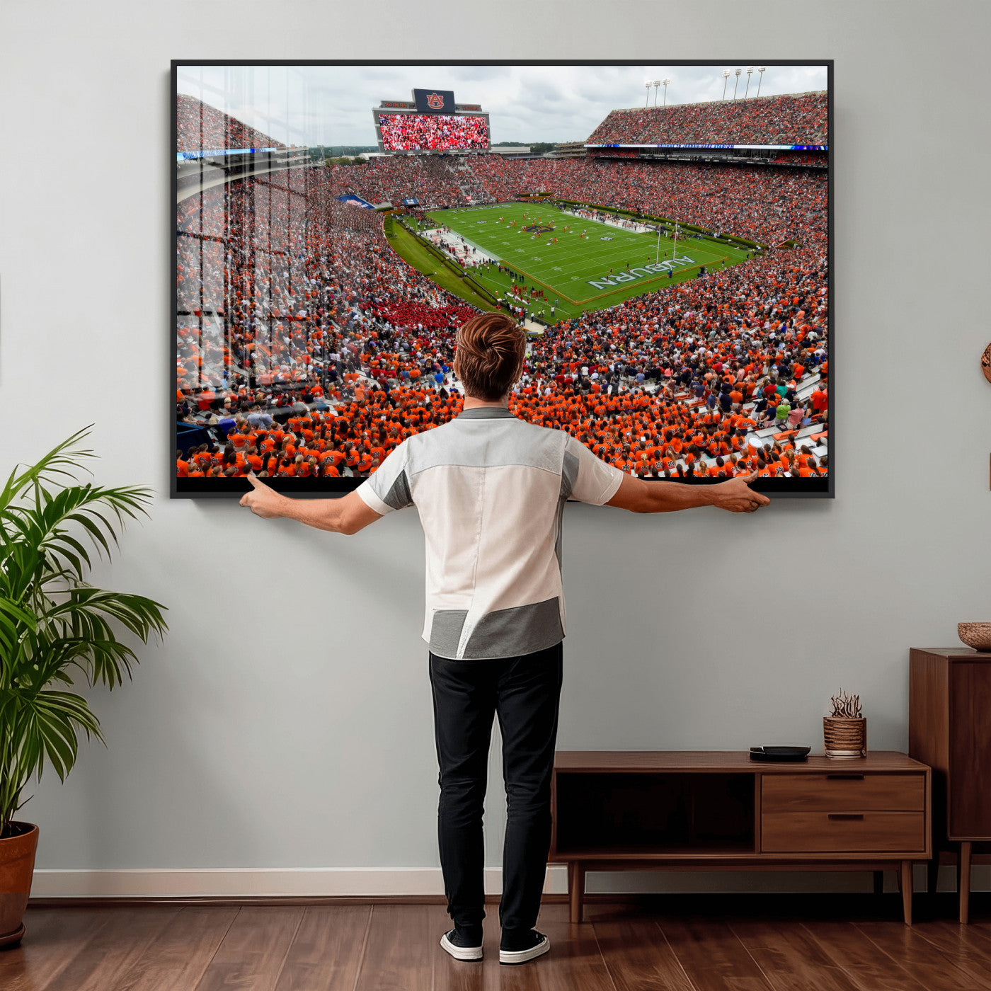 82562490-MGV-CV-36X24 - Auburn Stadium Sunset Wall Art Canvas Print, Jordan Hare Stadium Game Day Crowd, Auburn Tigers Football Artwork