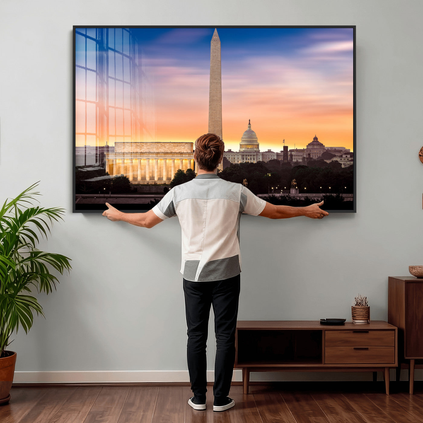 72704063-MGV-CV-36X24 - Washington DC Skyline Wall Art Canvas Print – Lincoln Memorial, Washington Monument & Capitol Artwork Print