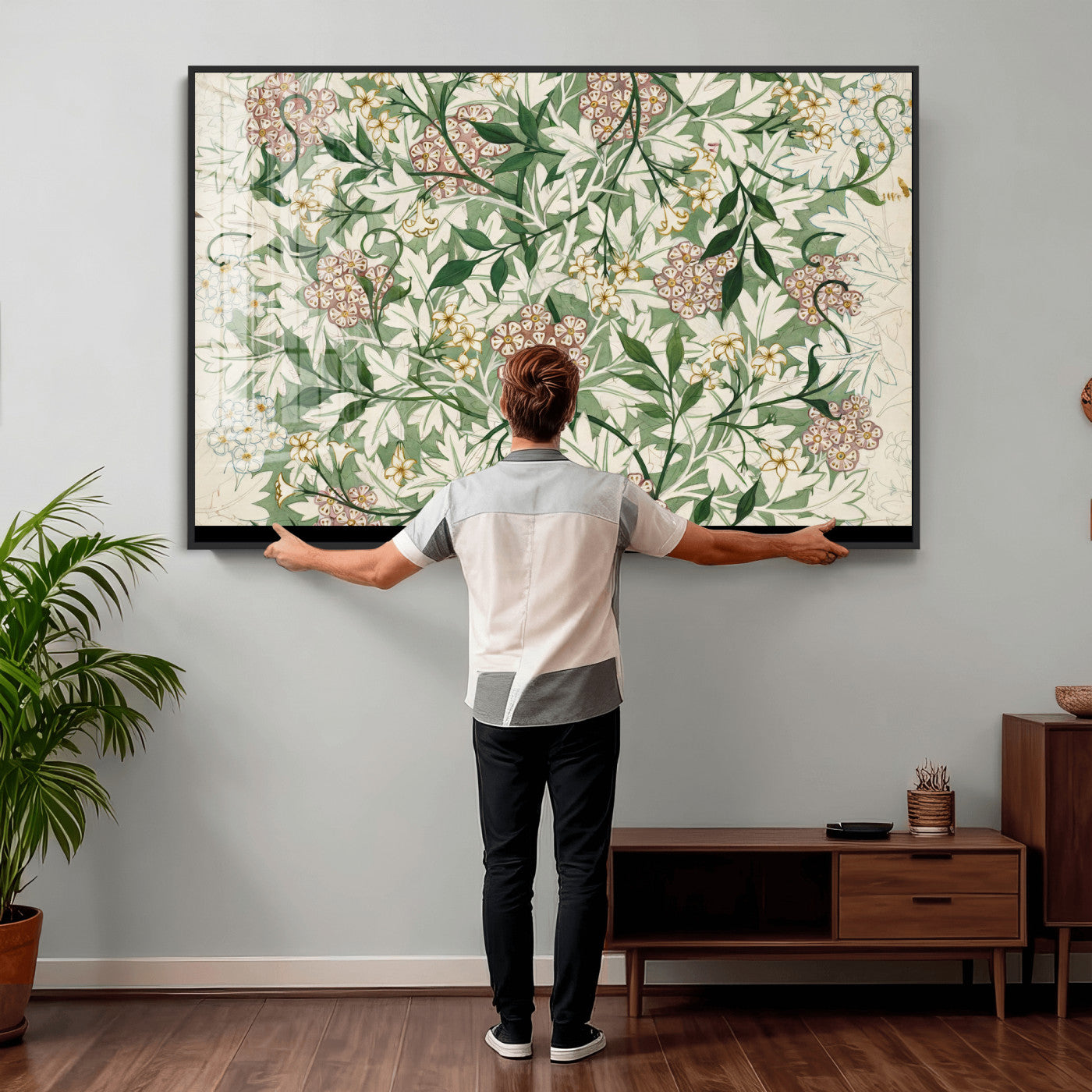 33560597-MGV-CV-36X24 - William Morris Jasmine 1872 Canvas Wall Art — Arts and Crafts Botanical Print | Vintage Green Floral Decor | Cottagecore Gift | Classic Art