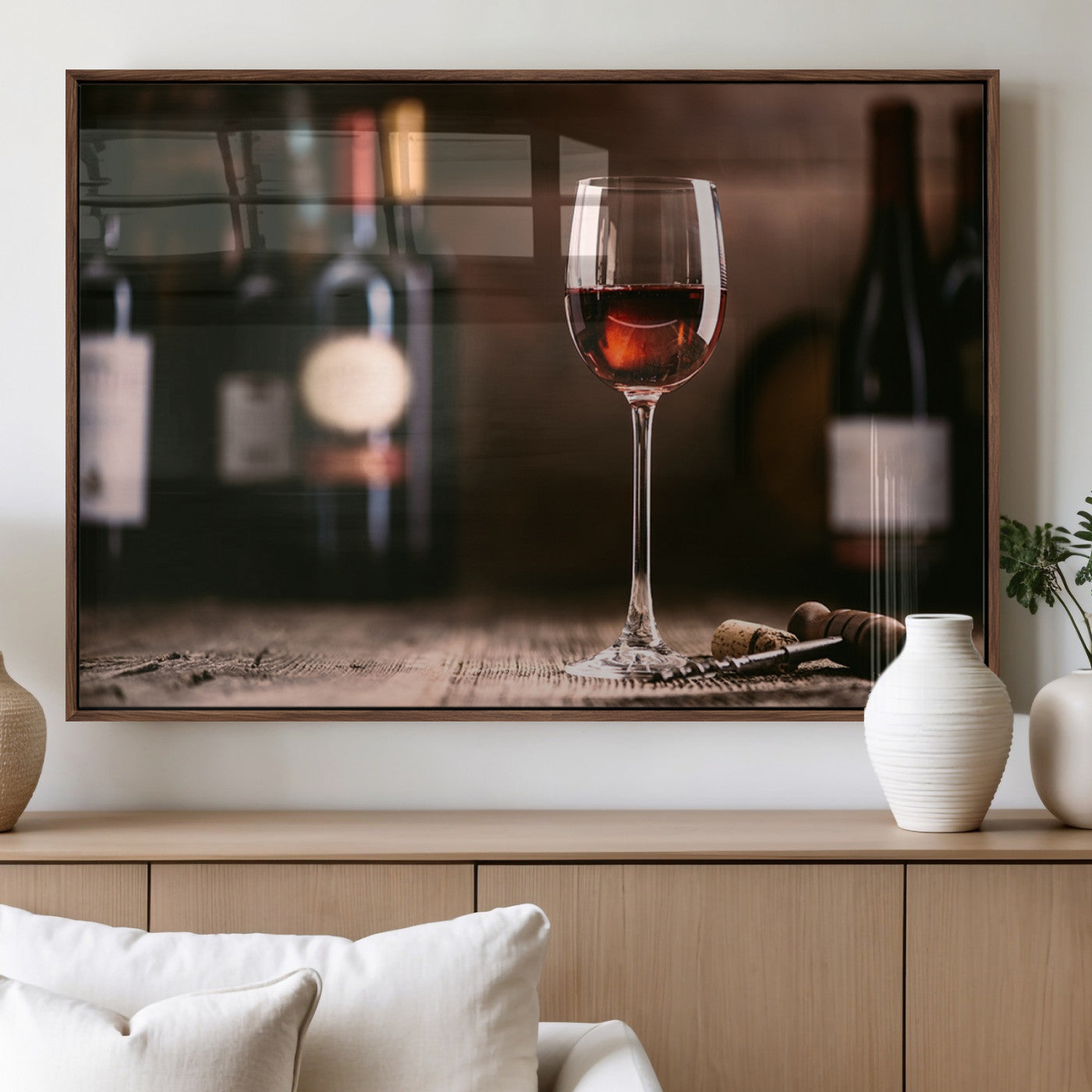 24711-MGV-FP-36X24-3P_Walnut-Red Wine and Bottle Canvas Print