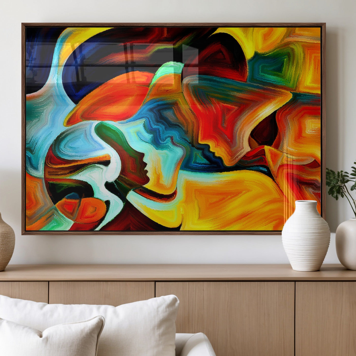 70242-MGV-FP-36X24-3P_Walnut-Human Love Figures Abstract Wall Art Canvas Print