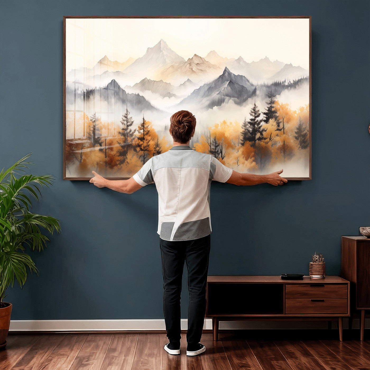 70049-MGV-CV-36X24 - Abstract Mountain Wall Art | Misty Mountain Forest and Mountains Canvas Print for Living Room,